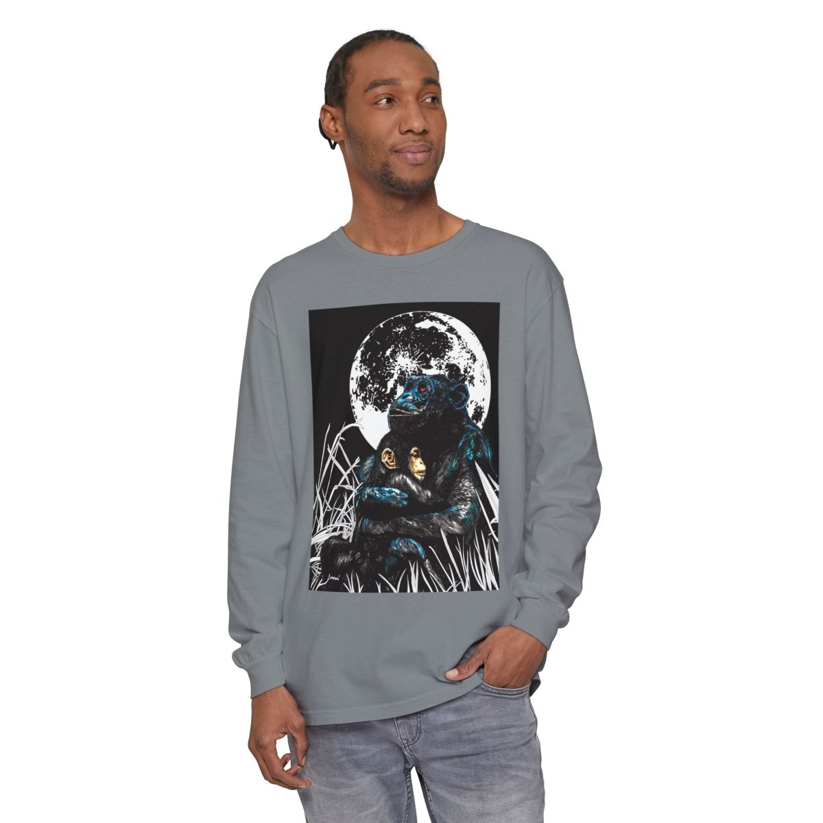 Gorilla and Child Long Sleeve T-Shirt - Nature - Inspired Gift for Animal Lovers - Curran Artworks
