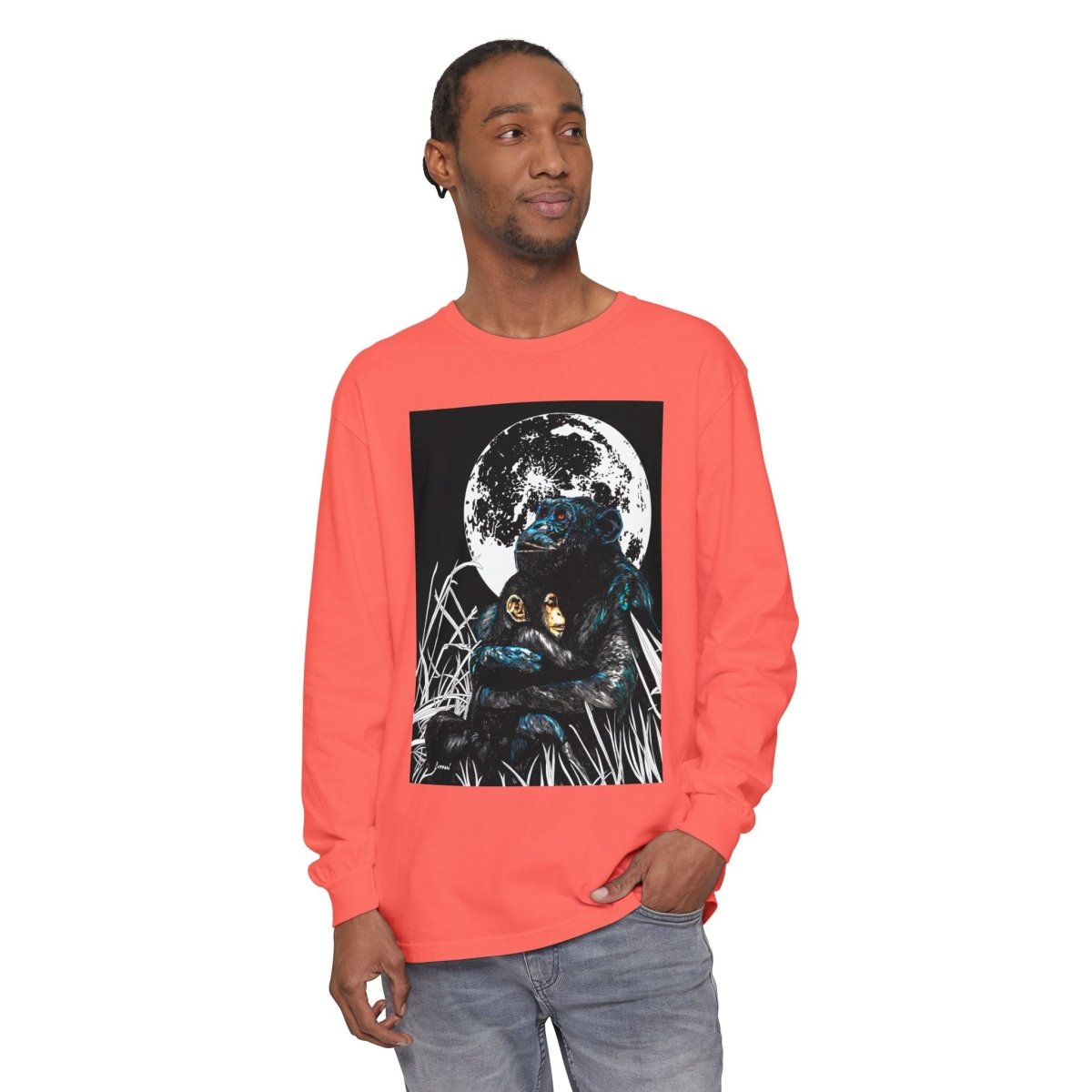 Gorilla and Child Long Sleeve T-Shirt - Nature - Inspired Gift for Animal Lovers - Curran Artworks