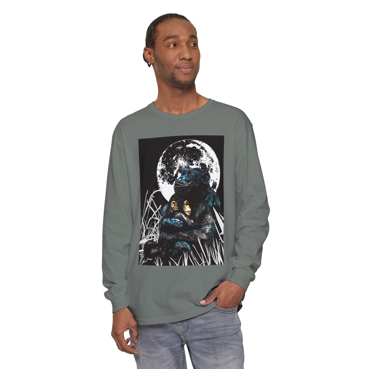 Gorilla and Child Long Sleeve T-Shirt - Nature - Inspired Gift for Animal Lovers - Curran Artworks