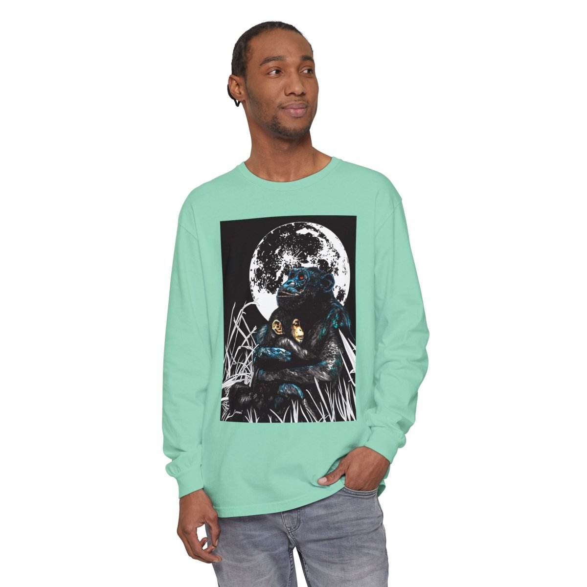Gorilla and Child Long Sleeve T-Shirt - Nature - Inspired Gift for Animal Lovers - Curran Artworks
