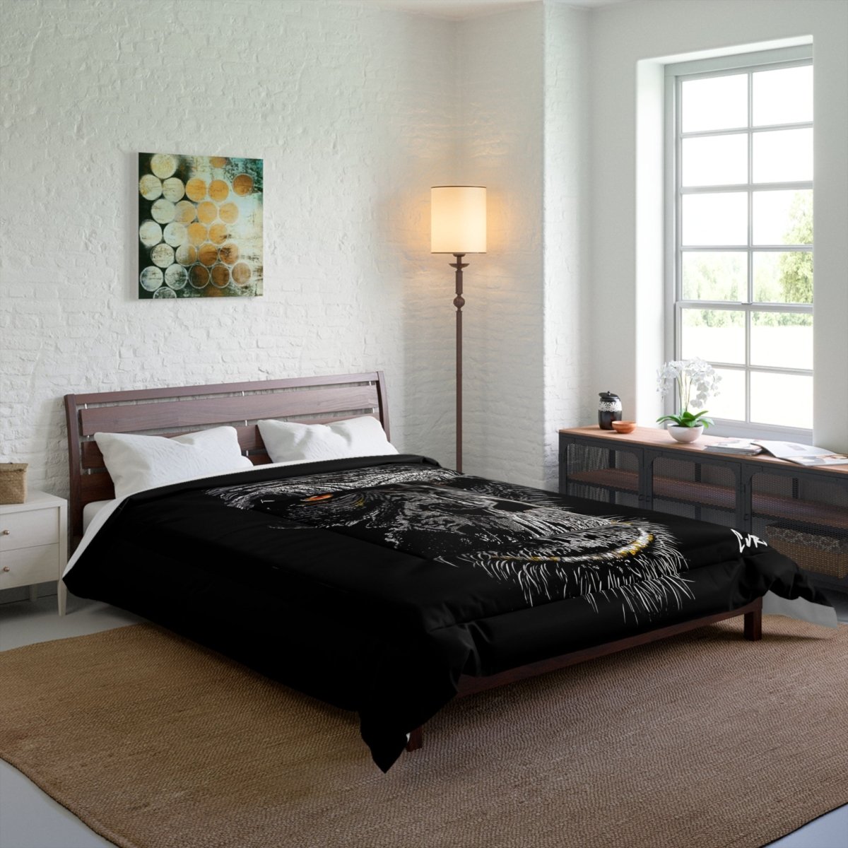 Gorilla Art Comforter - Stylish Black Bedding for Animal Lovers - Curran Artworks