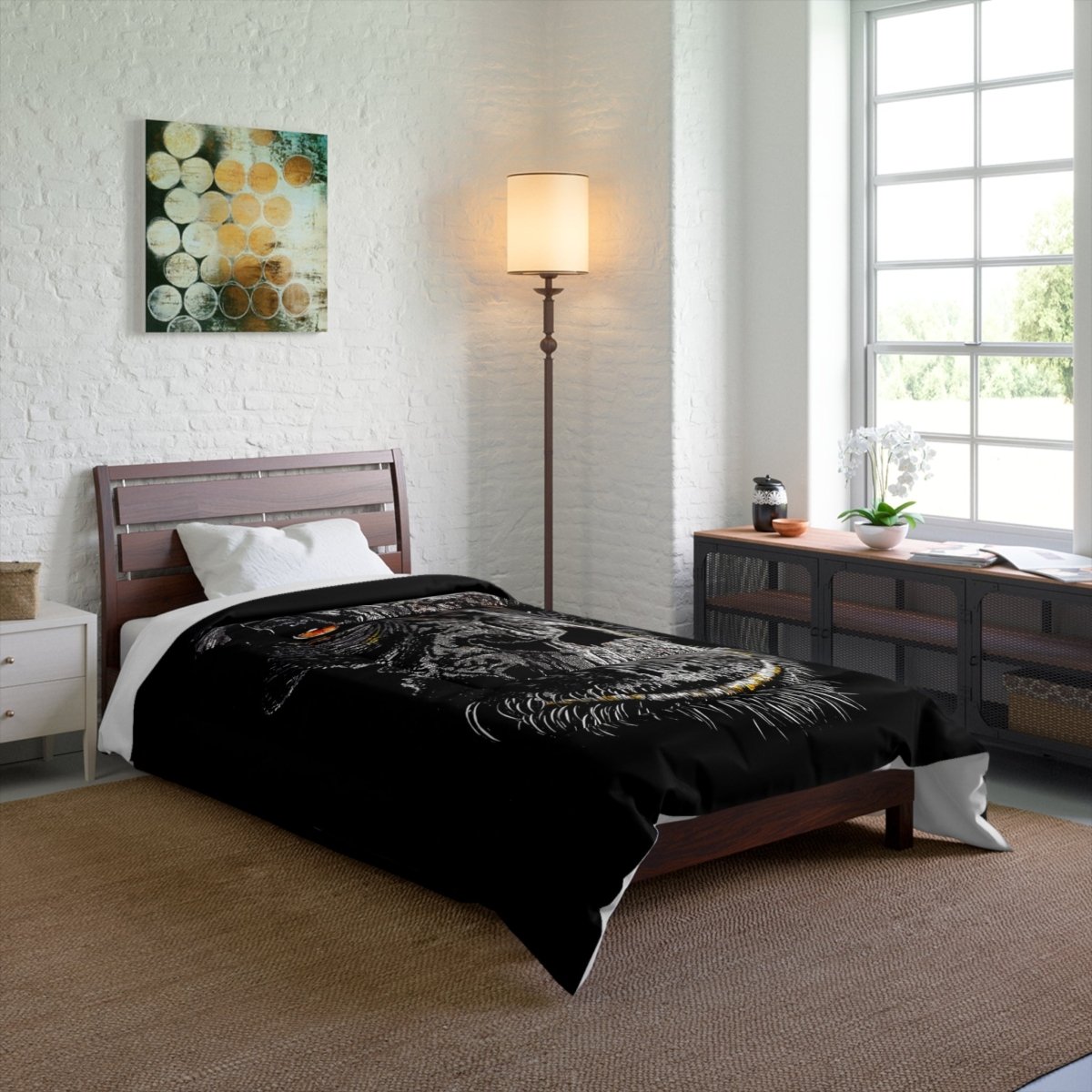 Gorilla Art Comforter - Stylish Black Bedding for Animal Lovers - Curran Artworks