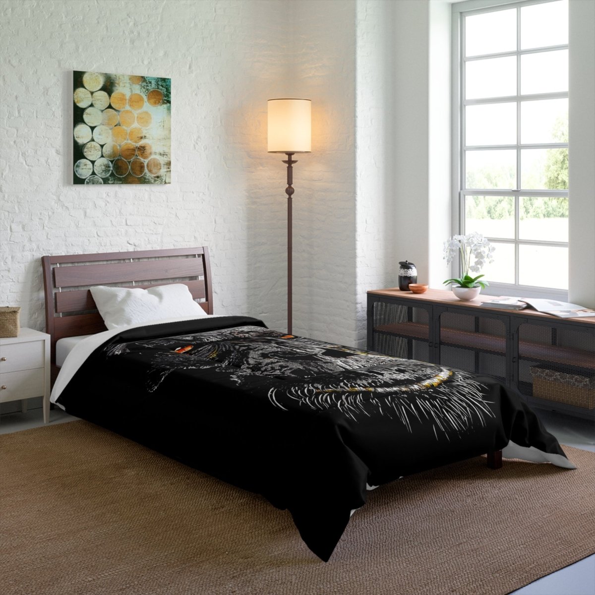 Gorilla Art Comforter - Stylish Black Bedding for Animal Lovers - Curran Artworks