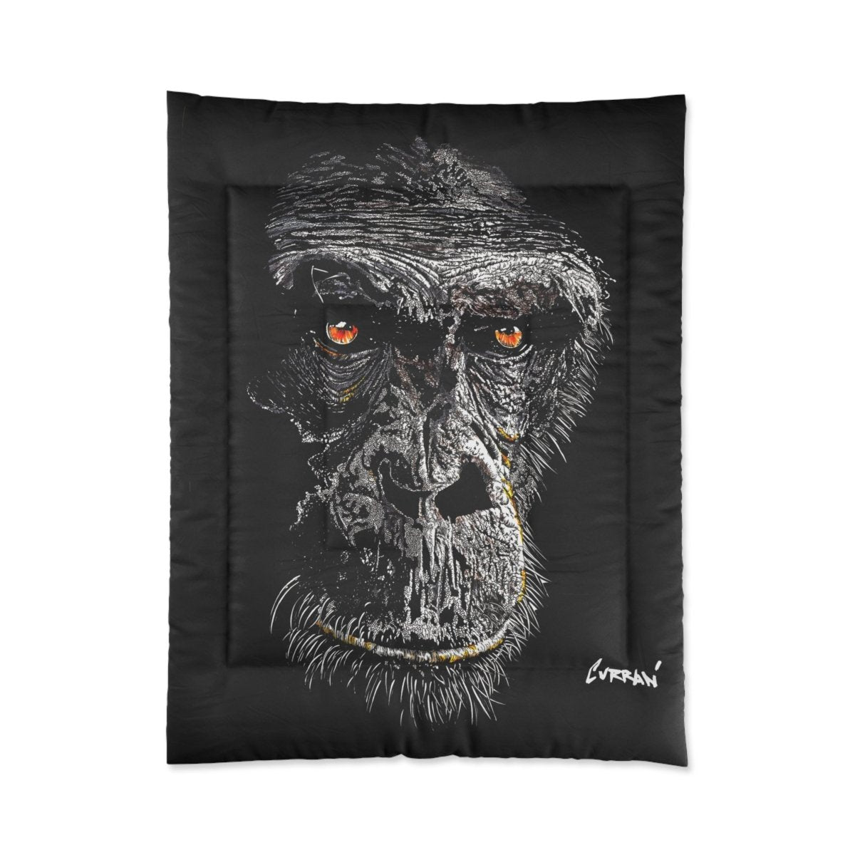 Gorilla Art Comforter - Stylish Black Bedding for Animal Lovers - Curran Artworks