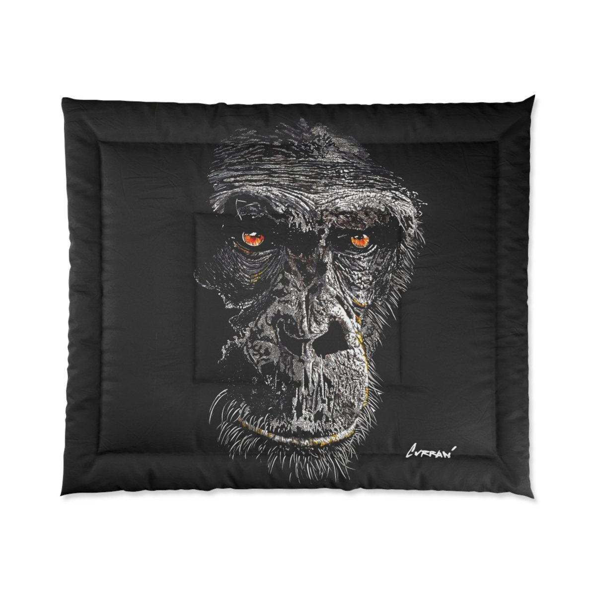 Gorilla Art Comforter - Stylish Black Bedding for Animal Lovers - Curran Artworks