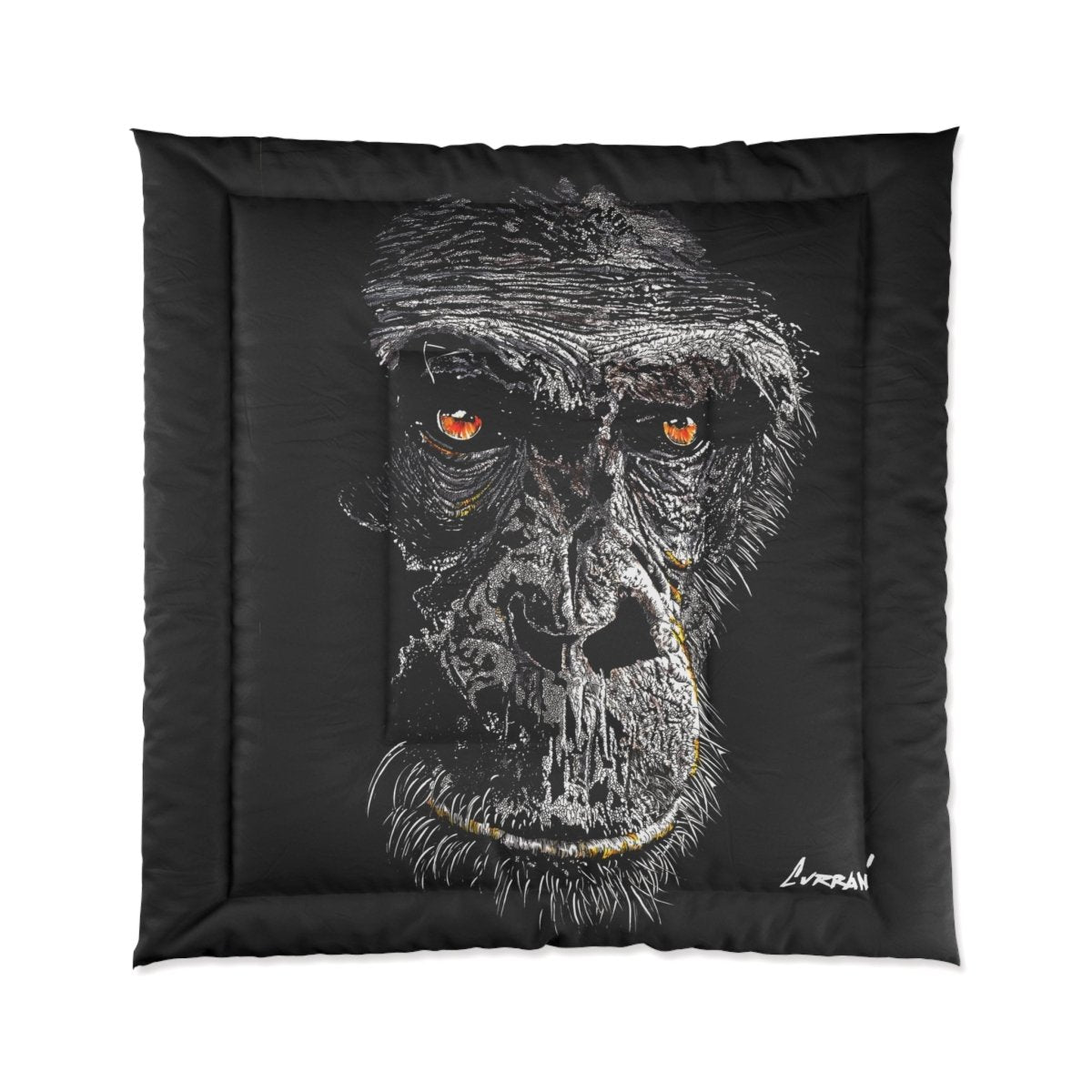 Gorilla Art Comforter - Stylish Black Bedding for Animal Lovers - Curran Artworks