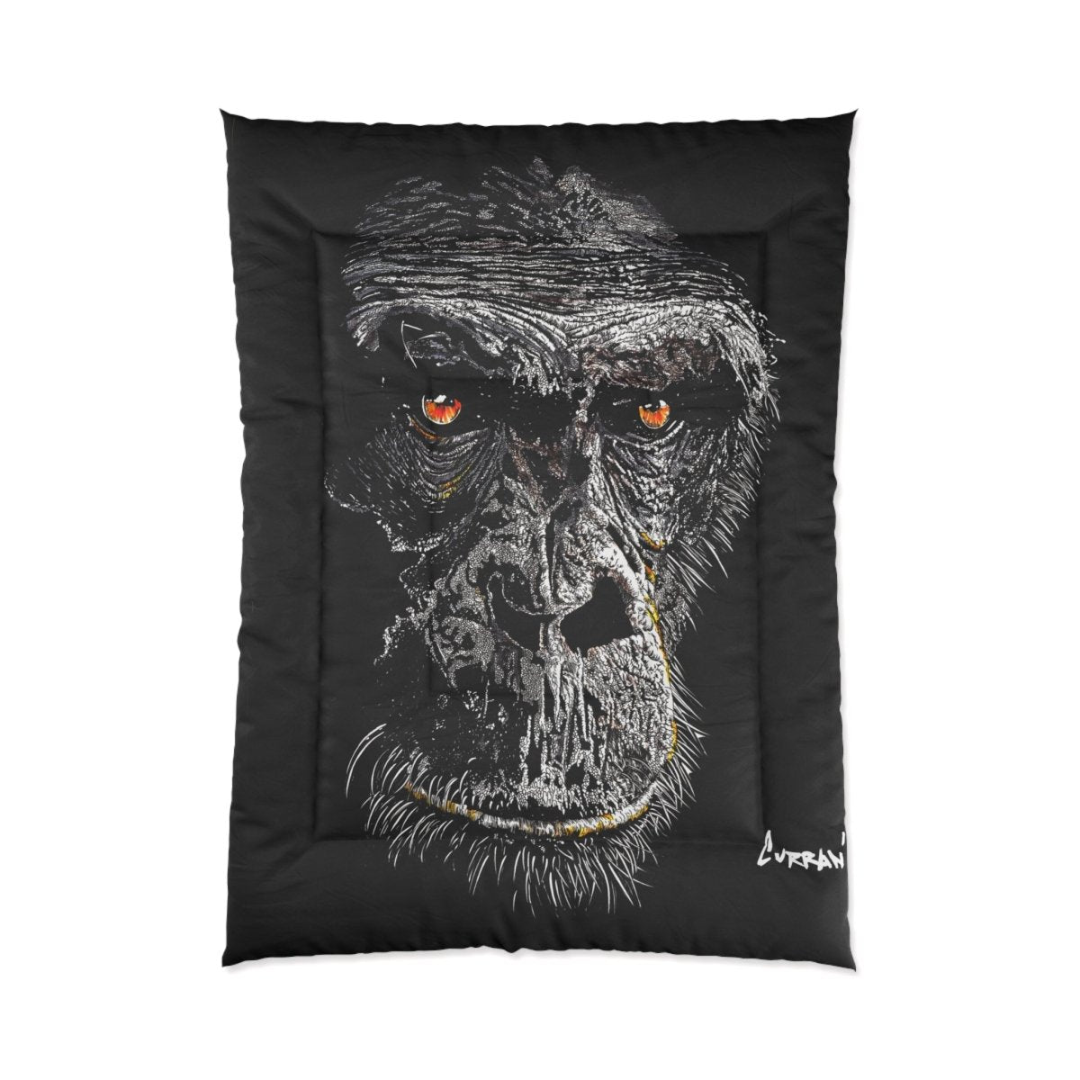 Gorilla Art Comforter - Stylish Black Bedding for Animal Lovers - Curran Artworks