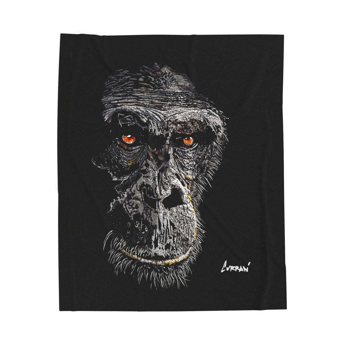 Gorilla Face Velveteen Plush Blanket - Soft Cozy Throw for Animal Lovers - Curran Artworks