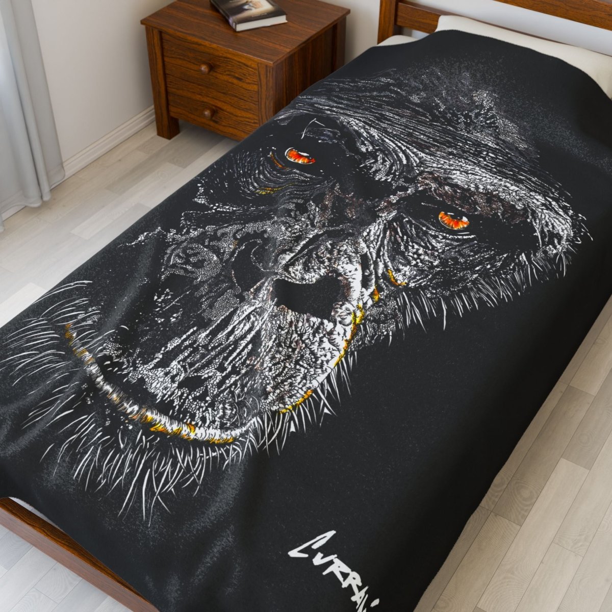 Gorilla Face Velveteen Plush Blanket - Soft Cozy Throw for Animal Lovers - Curran Artworks