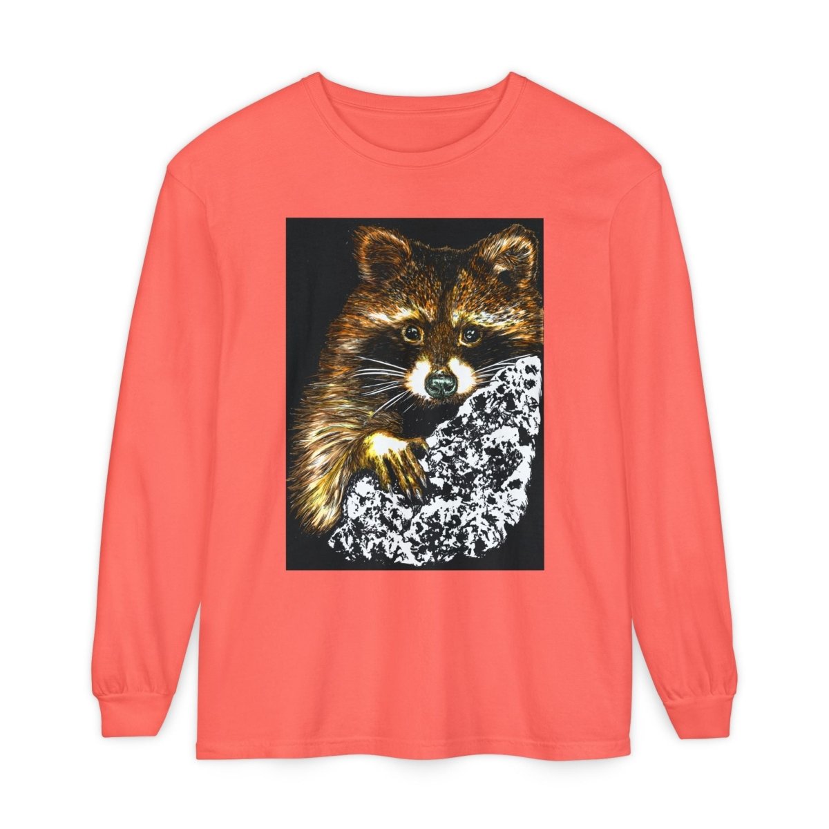 Hand - Drawn Raccoon Design Wildlife Lover's Long Sleeve T-Shirt - Curran Artworks