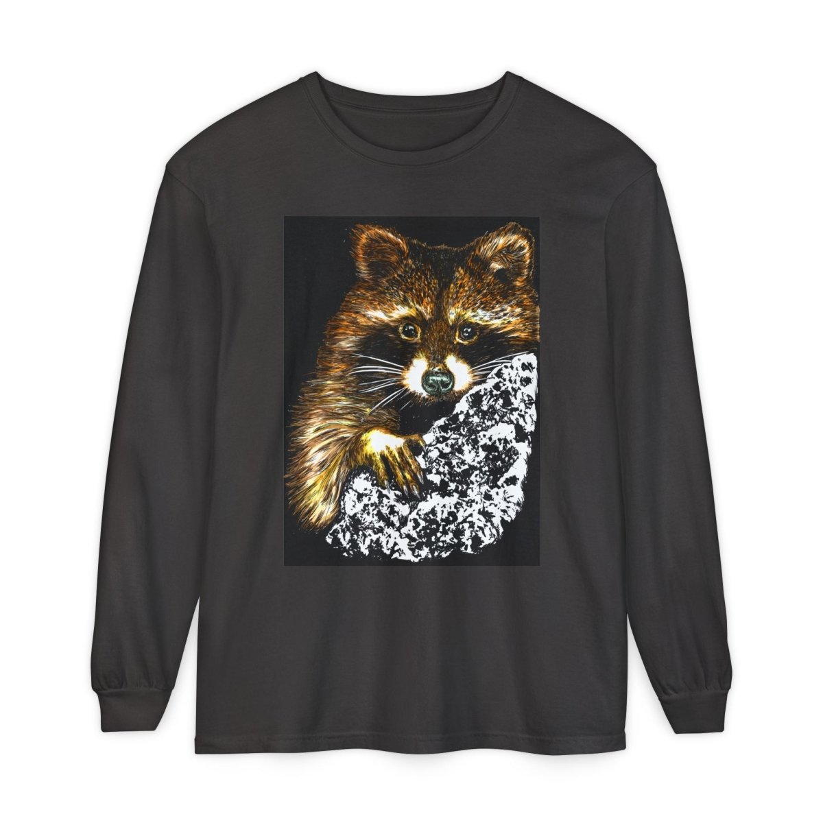 Hand - Drawn Raccoon Design Wildlife Lover's Long Sleeve T-Shirt - Curran Artworks