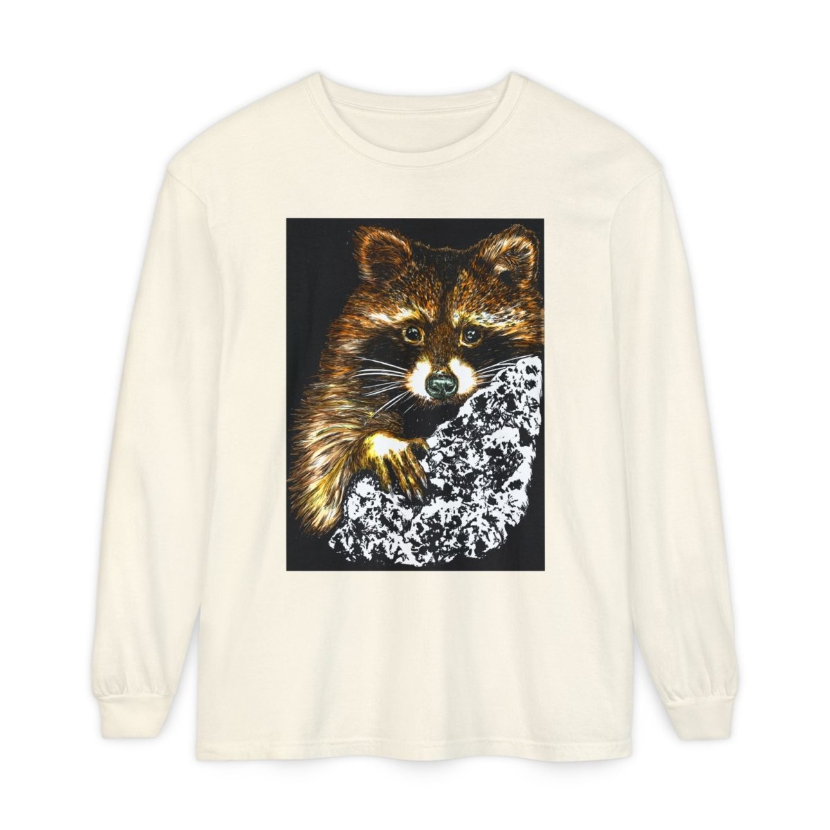 Hand - Drawn Raccoon Design Wildlife Lover's Long Sleeve T-Shirt - Curran Artworks