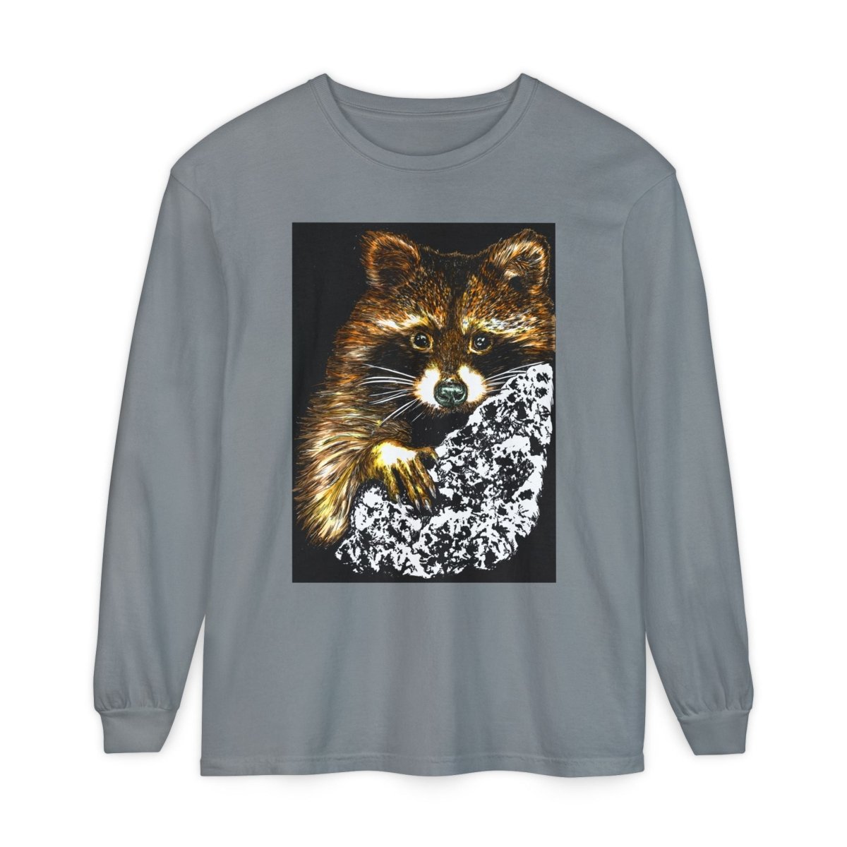 Hand - Drawn Raccoon Design Wildlife Lover's Long Sleeve T-Shirt - Curran Artworks
