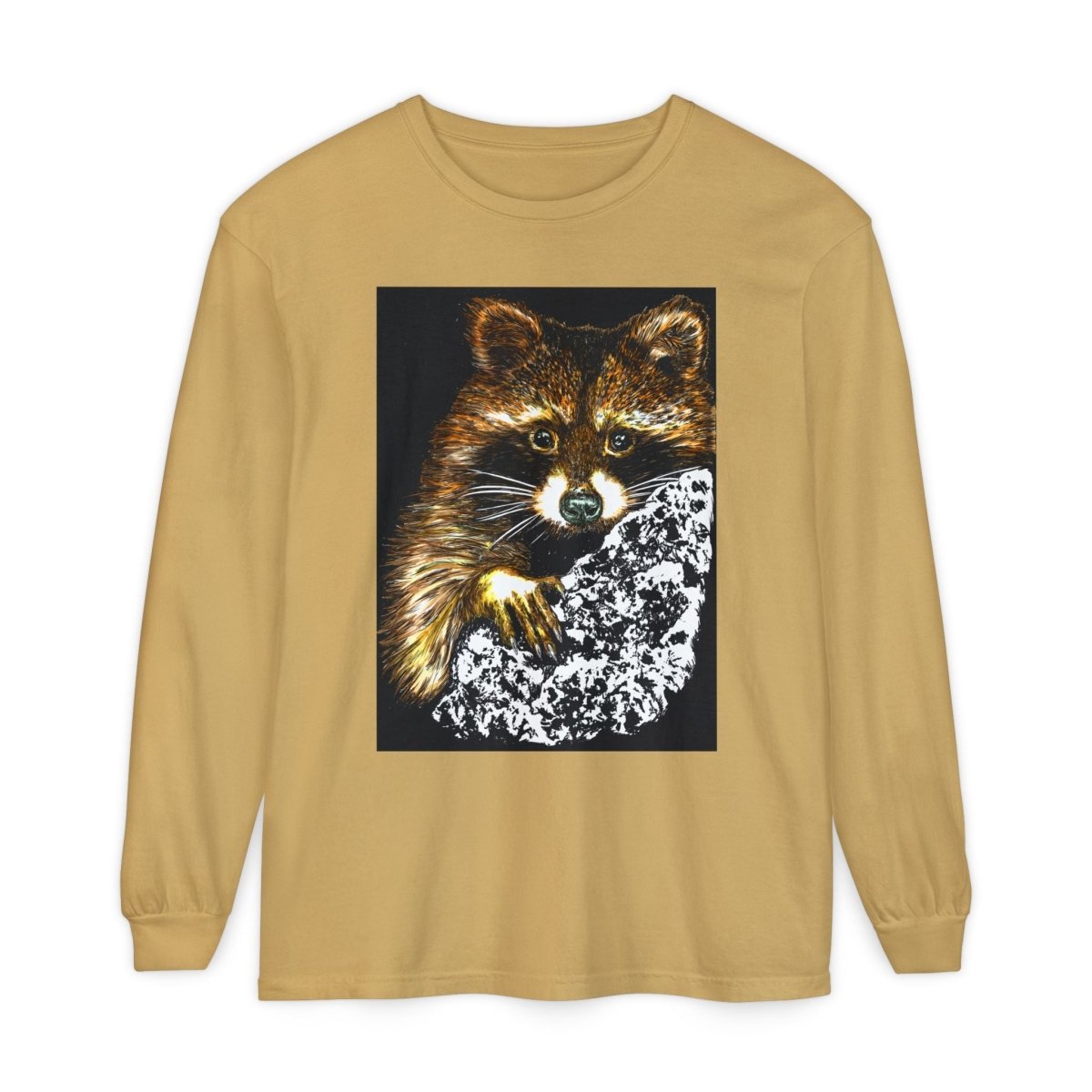 Hand - Drawn Raccoon Design Wildlife Lover's Long Sleeve T-Shirt - Curran Artworks