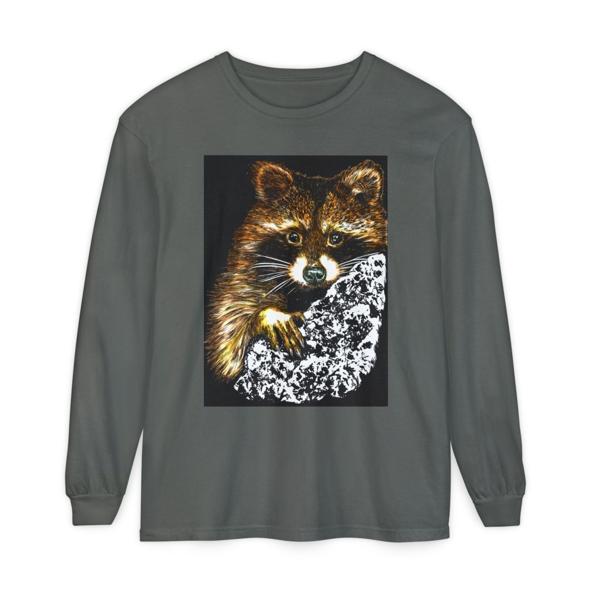 Hand - Drawn Raccoon Design Wildlife Lover's Long Sleeve T-Shirt - Curran Artworks