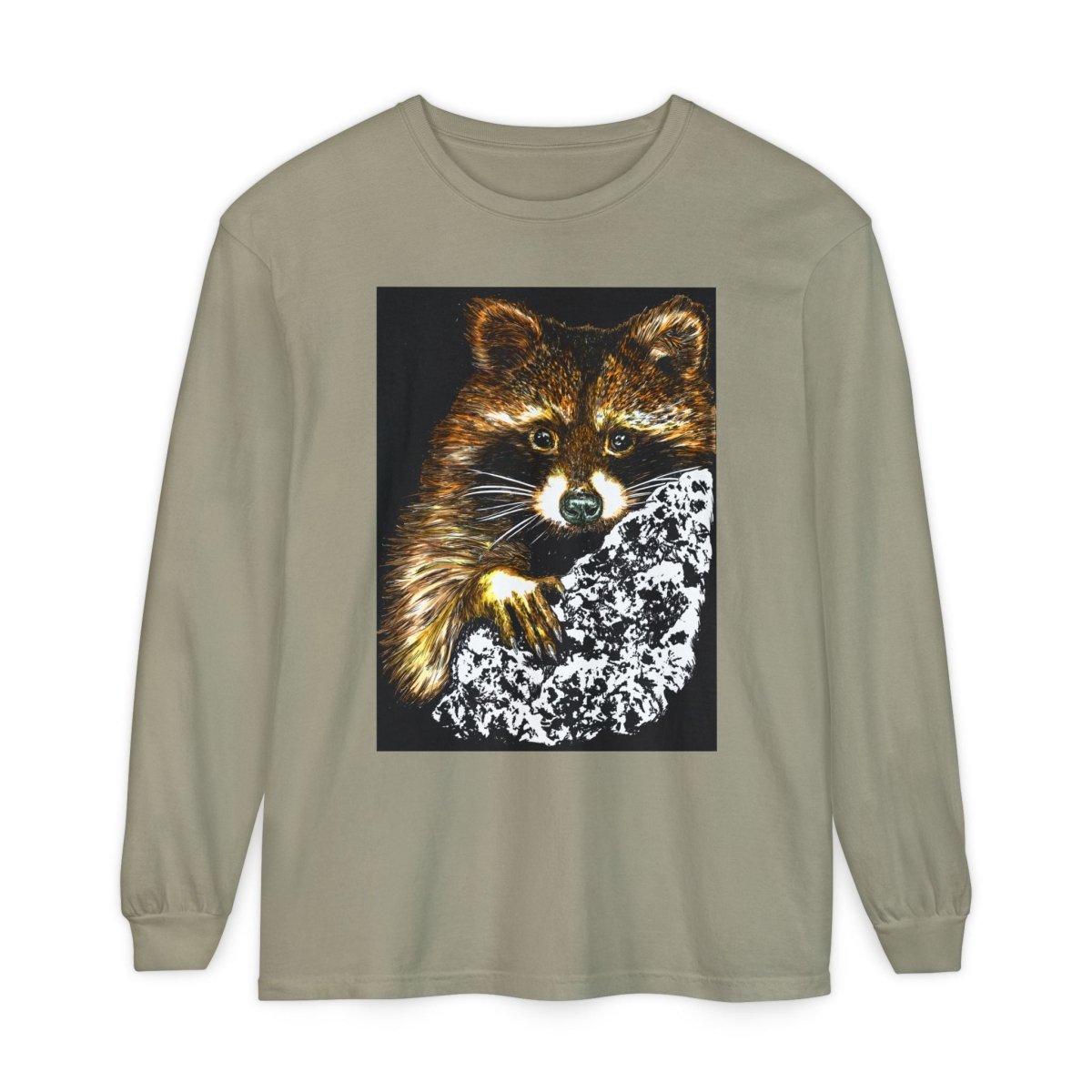 Hand - Drawn Raccoon Design Wildlife Lover's Long Sleeve T-Shirt - Curran Artworks