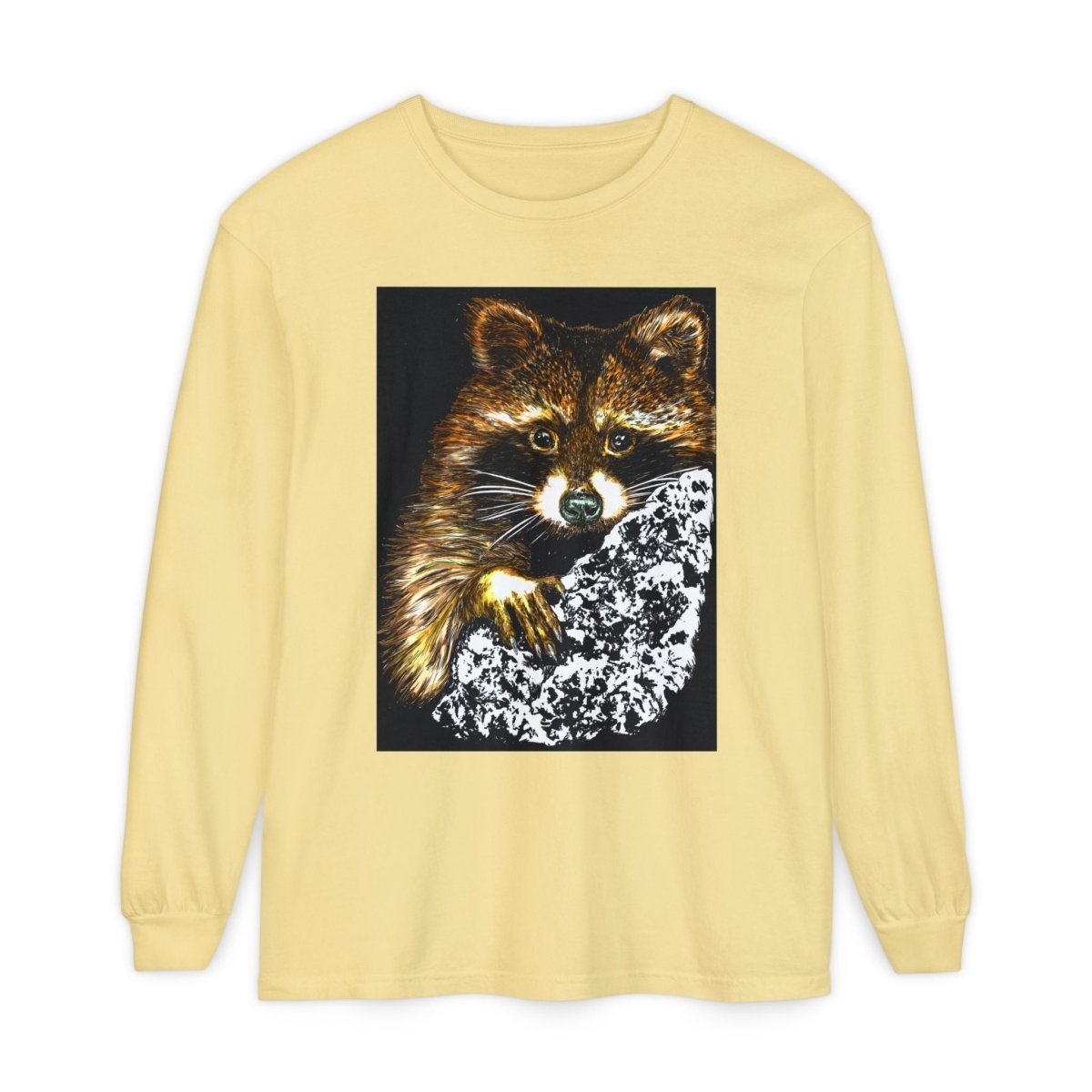 Hand - Drawn Raccoon Design Wildlife Lover's Long Sleeve T-Shirt - Curran Artworks