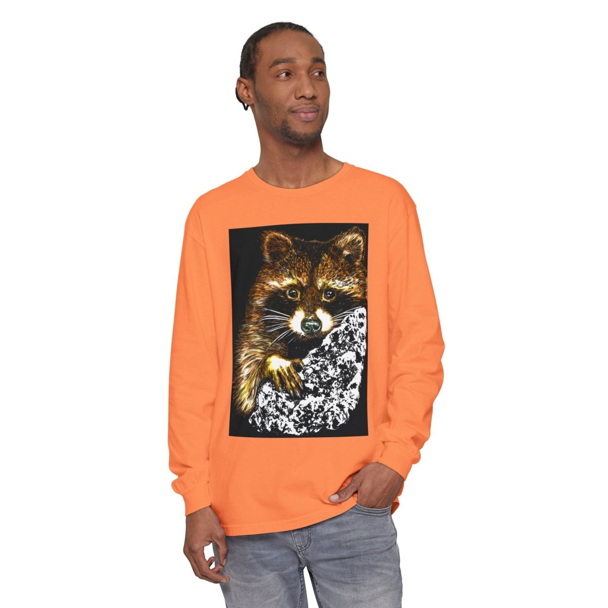 Hand - Drawn Raccoon Design Wildlife Lover's Long Sleeve T-Shirt - Curran Artworks