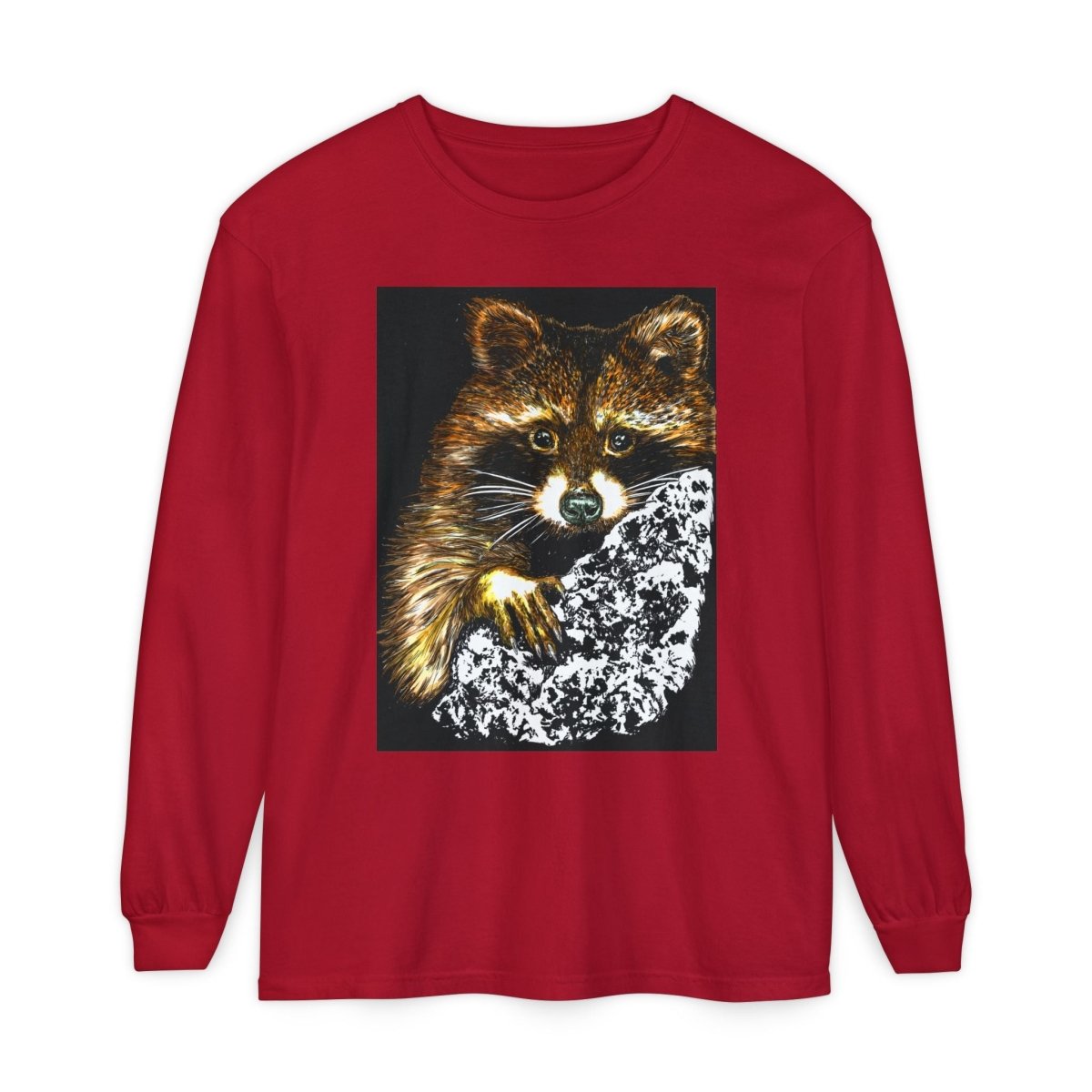 Hand - Drawn Raccoon Design Wildlife Lover's Long Sleeve T-Shirt - Curran Artworks