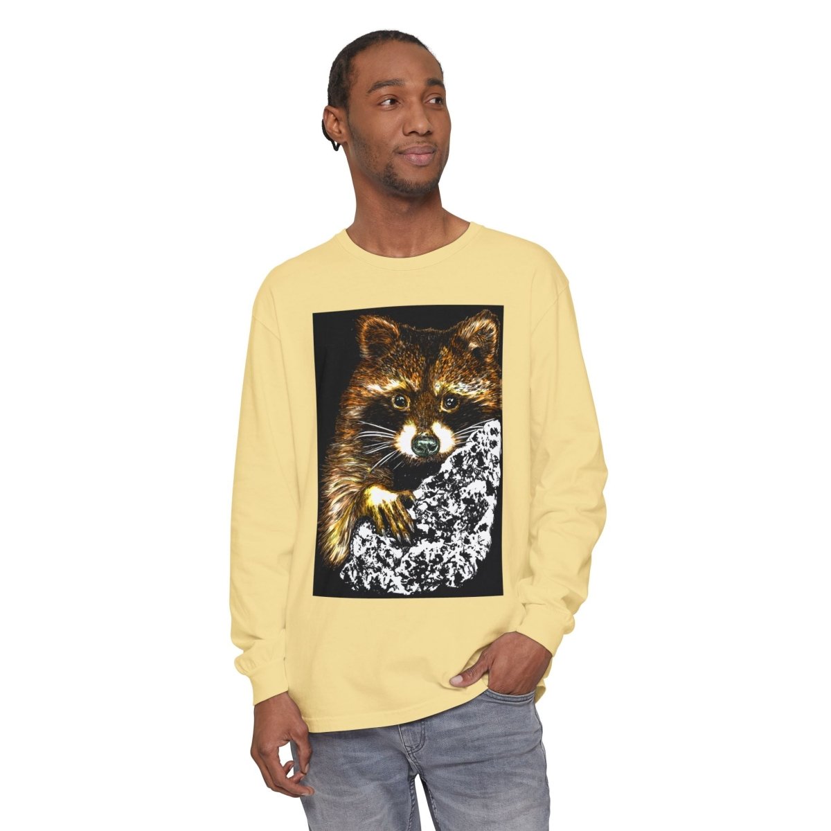 Hand - Drawn Raccoon Design Wildlife Lover's Long Sleeve T-Shirt - Curran Artworks