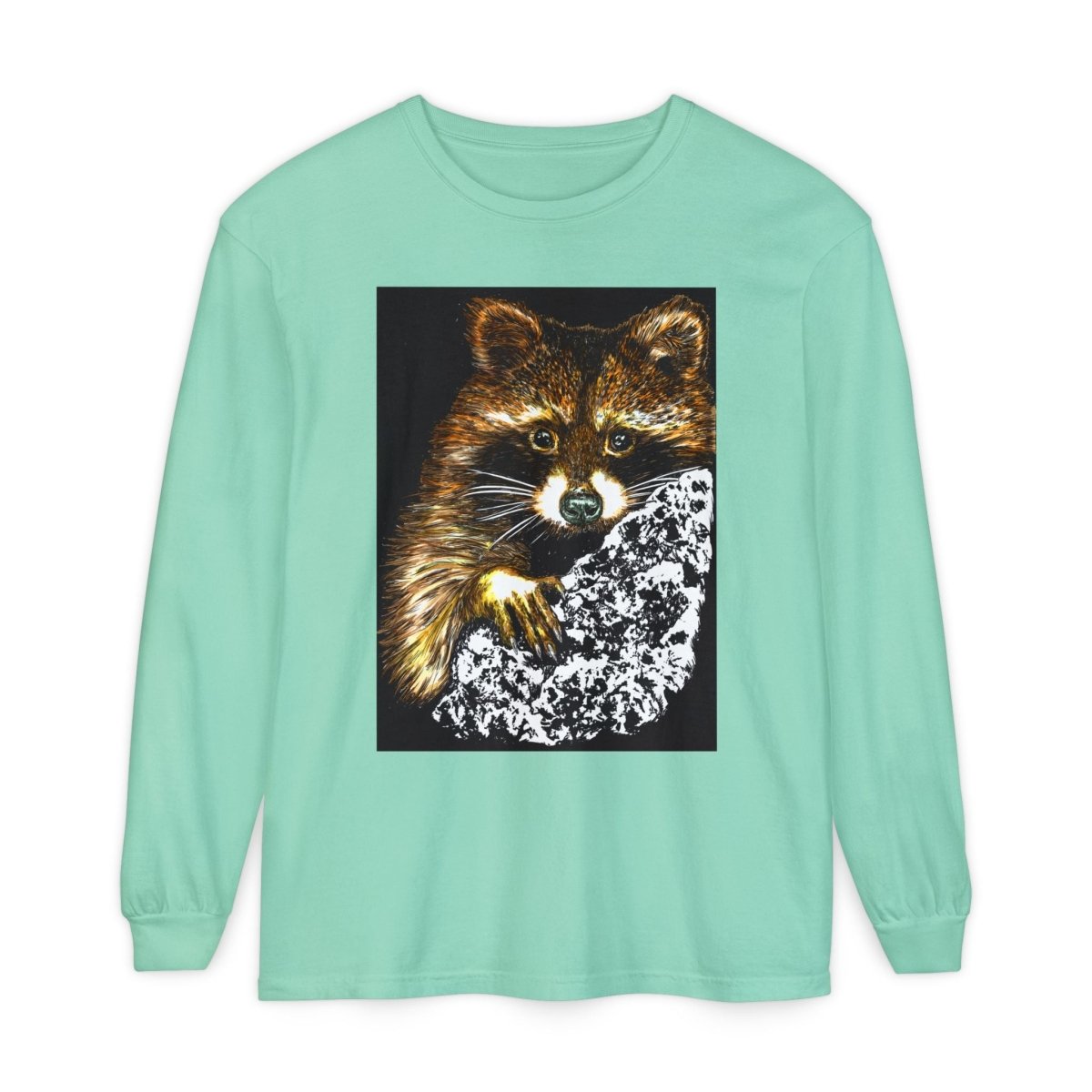 Hand - Drawn Raccoon Design Wildlife Lover's Long Sleeve T-Shirt - Curran Artworks