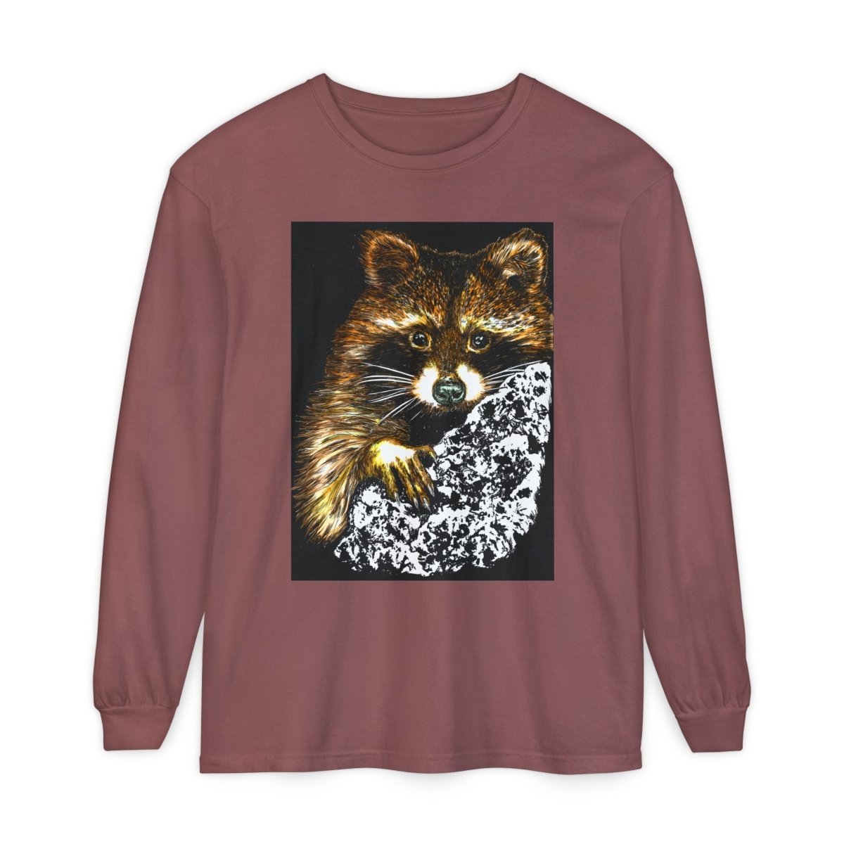 Hand - Drawn Raccoon Design Wildlife Lover's Long Sleeve T-Shirt - Curran Artworks