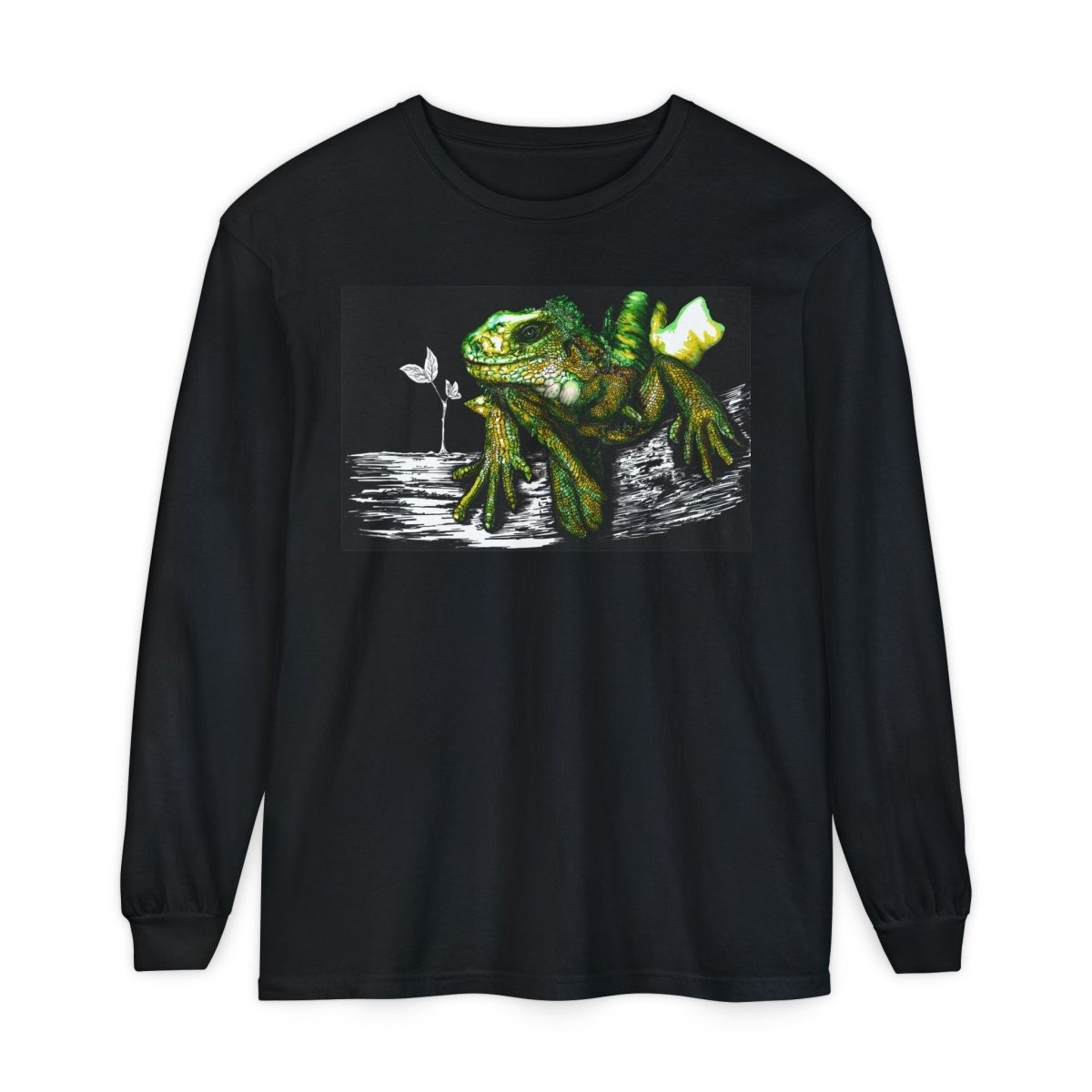 Iguana Eco - Friendly Long Sleeve T-Shirt for Nature Lovers - Curran Artworks