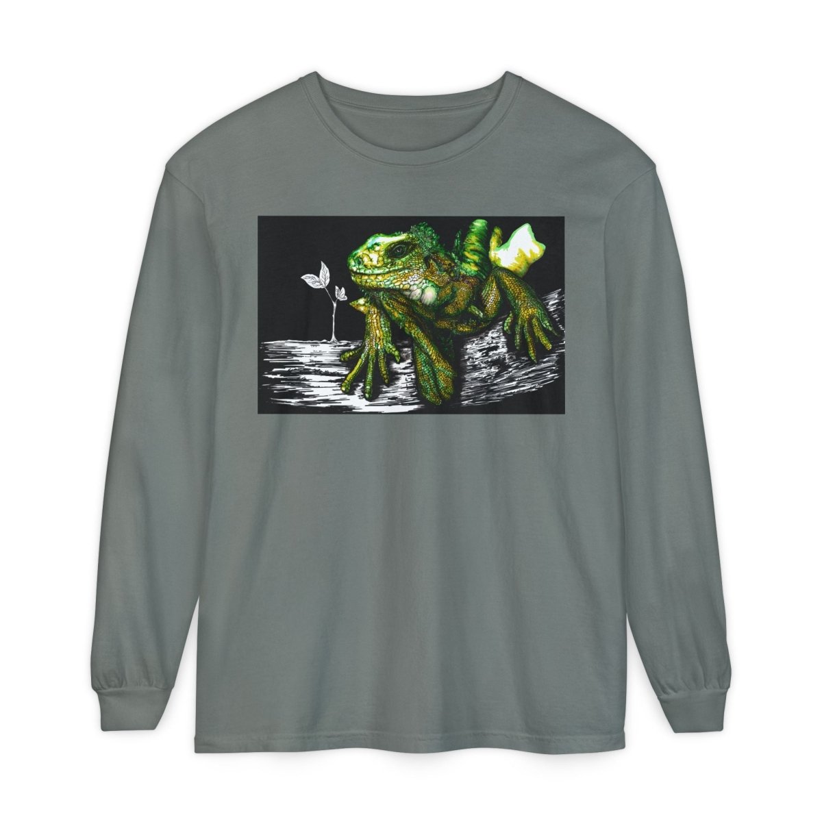 Iguana Eco - Friendly Long Sleeve T-Shirt for Nature Lovers - Curran Artworks