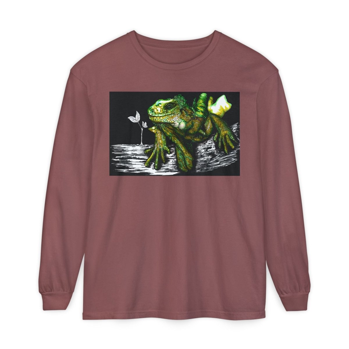 Iguana Eco - Friendly Long Sleeve T-Shirt for Nature Lovers - Curran Artworks