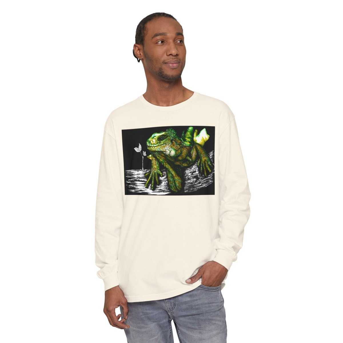Iguana Eco - Friendly Long Sleeve T-Shirt for Nature Lovers - Curran Artworks