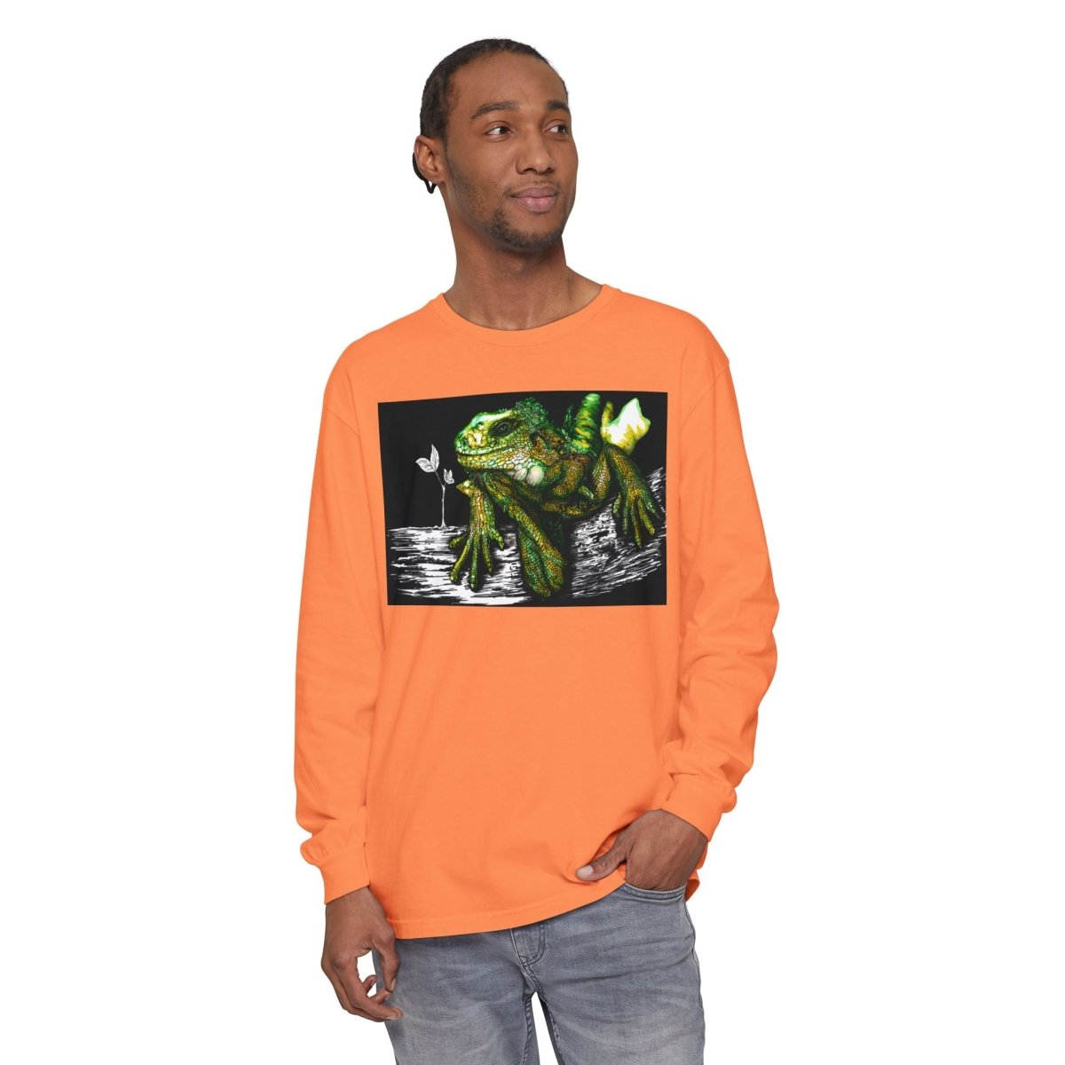 Iguana Eco - Friendly Long Sleeve T-Shirt for Nature Lovers - Curran Artworks