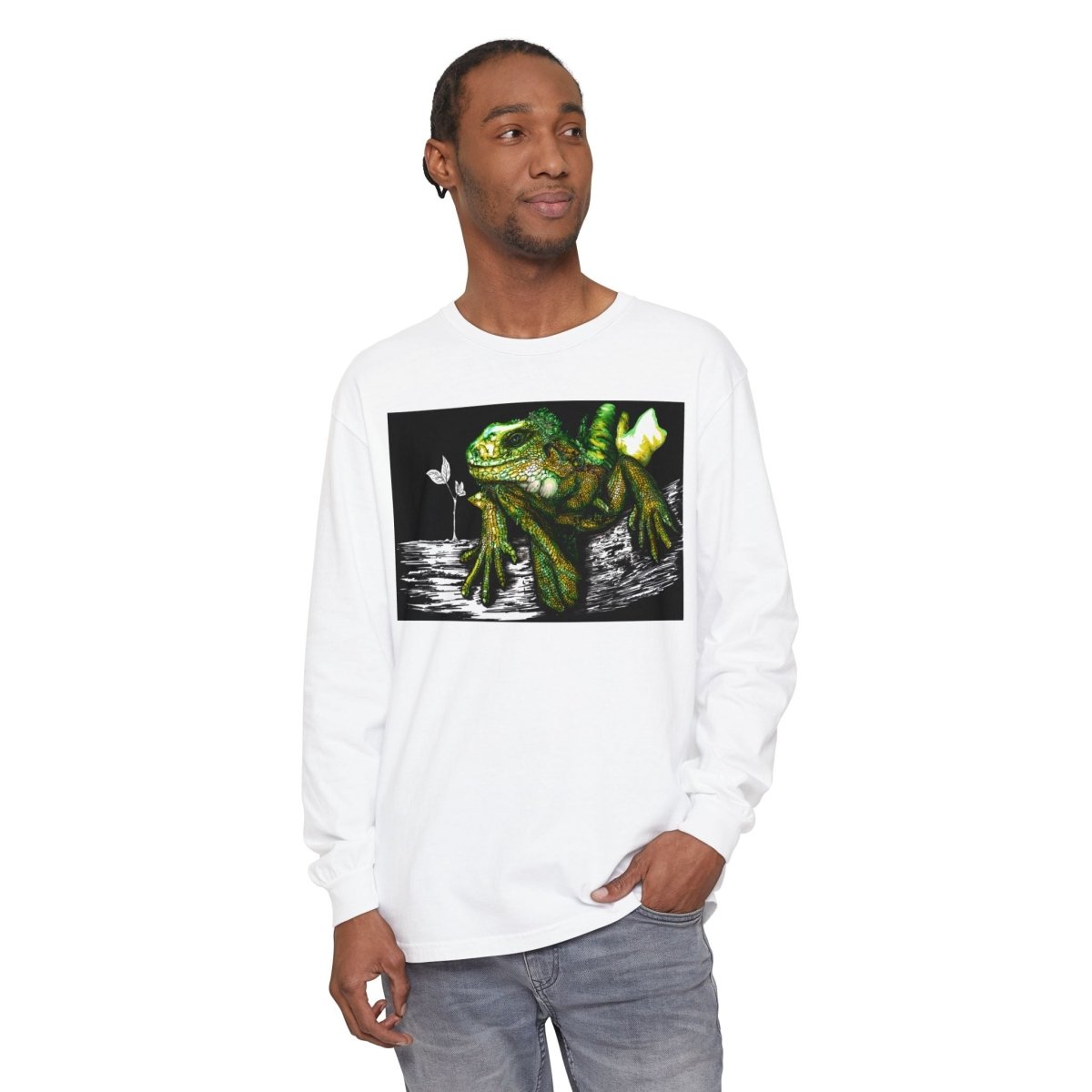Iguana Eco - Friendly Long Sleeve T-Shirt for Nature Lovers - Curran Artworks