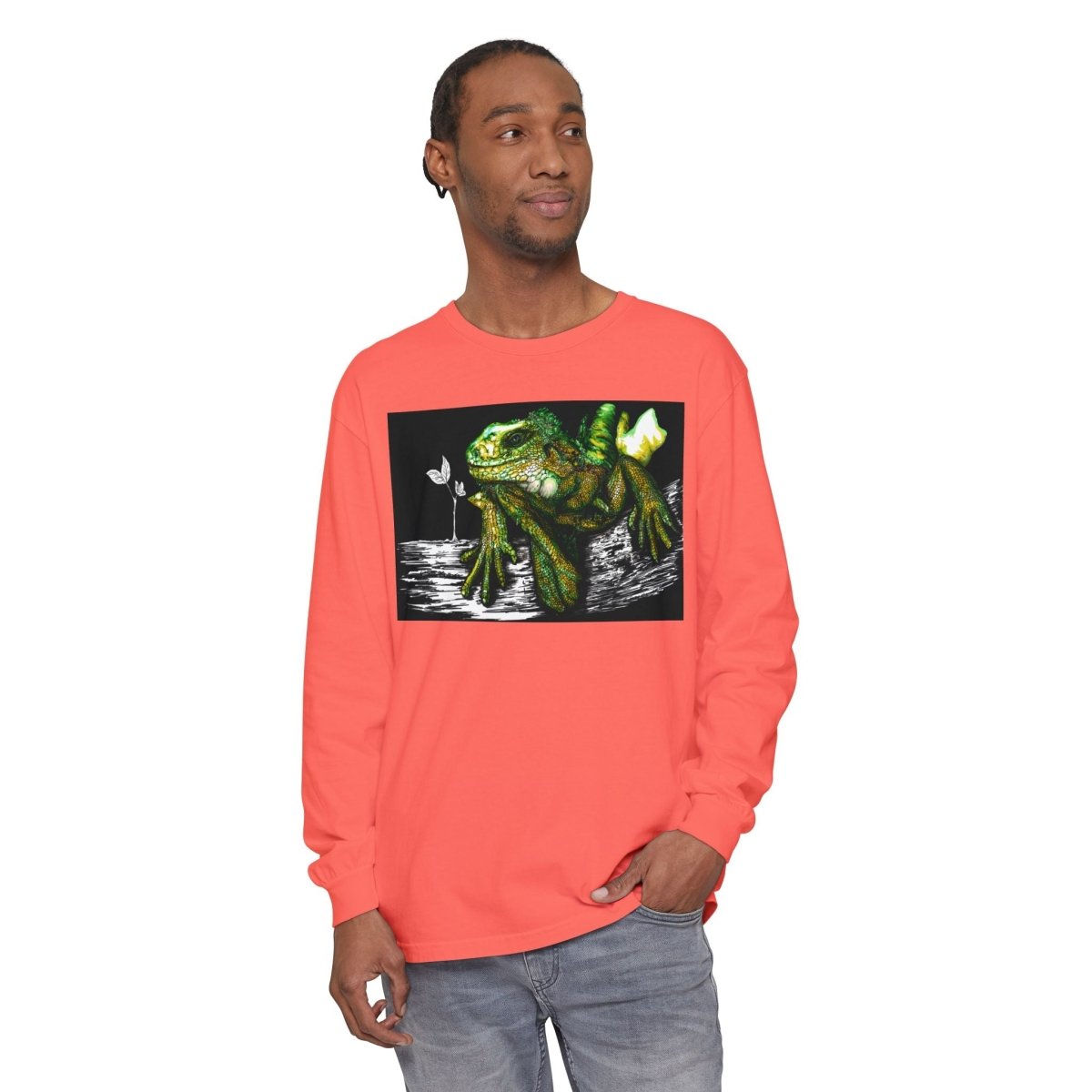 Iguana Eco - Friendly Long Sleeve T-Shirt for Nature Lovers - Curran Artworks