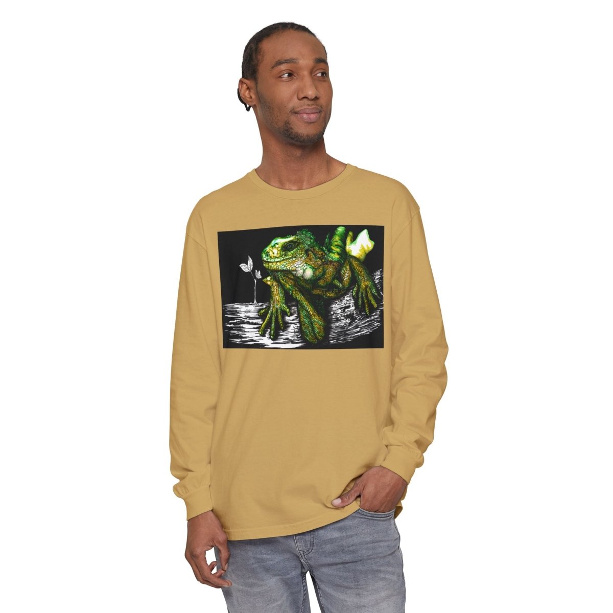 Iguana Eco - Friendly Long Sleeve T-Shirt for Nature Lovers - Curran Artworks
