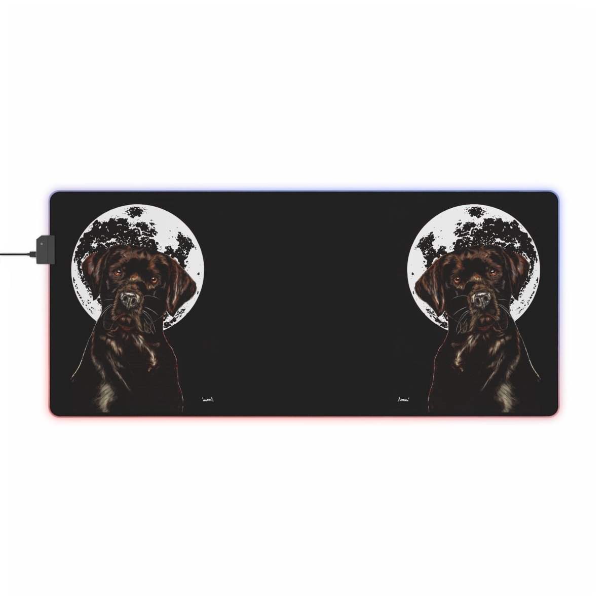 Illuminated Chocolate Lab Dog - Themed Gaming Mouse Pad - Perfect for Pet Lovers - Curran Artworks