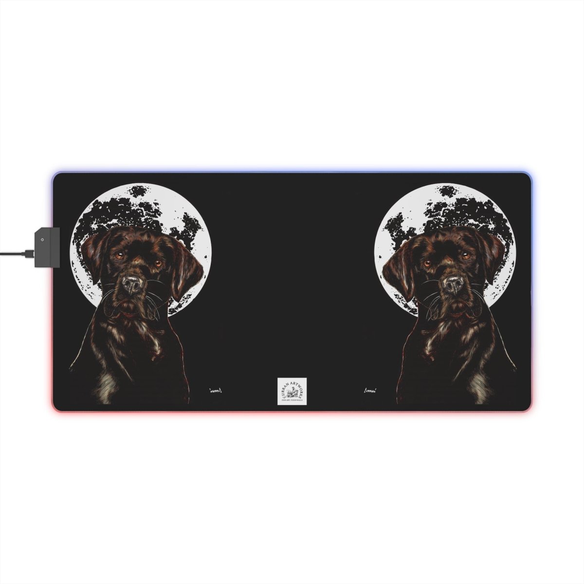 Illuminated Chocolate Lab Dog - Themed Gaming Mouse Pad - Perfect for Pet Lovers - Curran Artworks