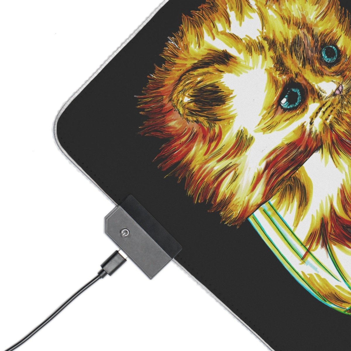 Illuminated Kitten Gaming Mouse Pad - LED Desk Accessory for Gamers - Curran Artworks