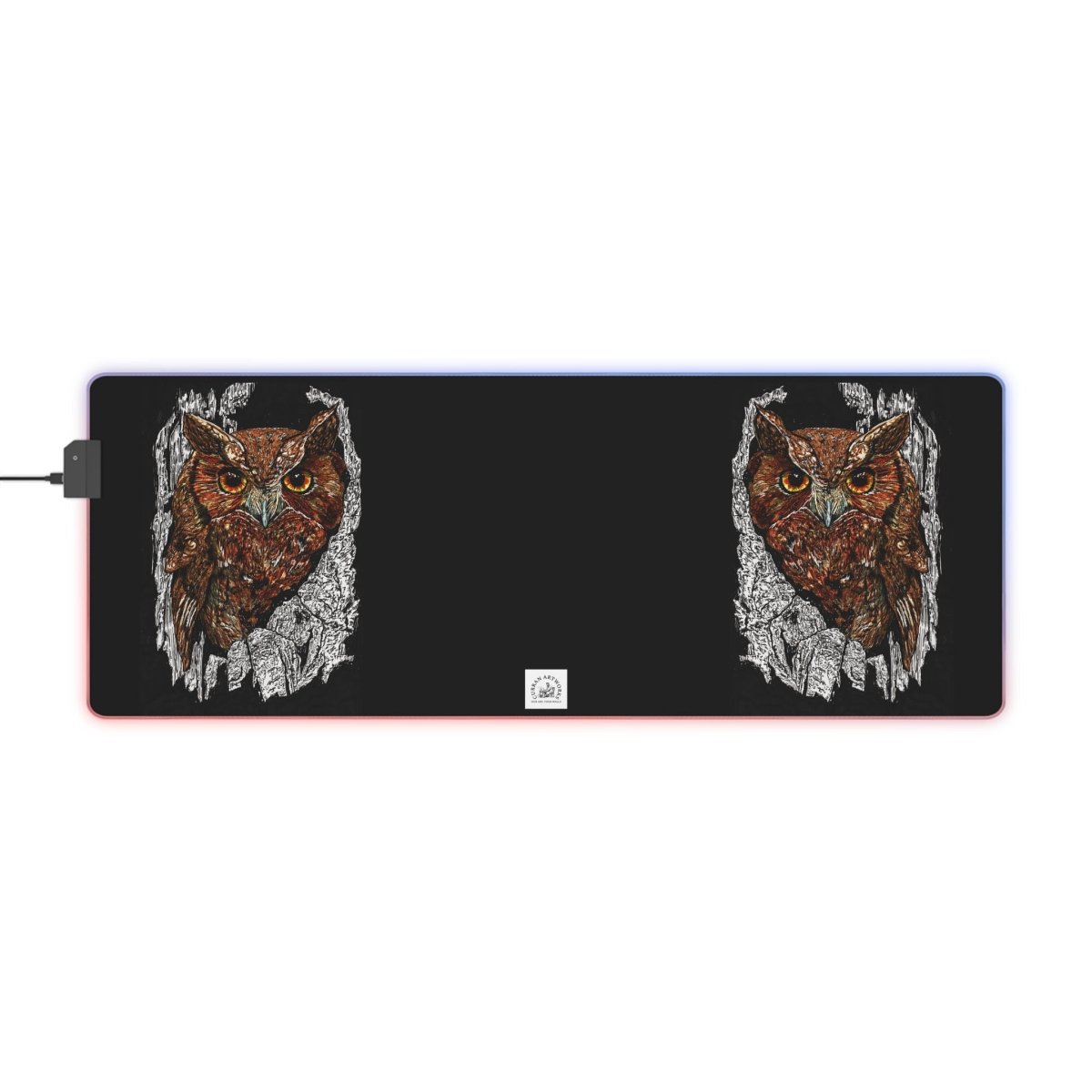 Illuminated Owl Gaming Mouse Pad - RGB Gaming Accessory - Curran Artworks