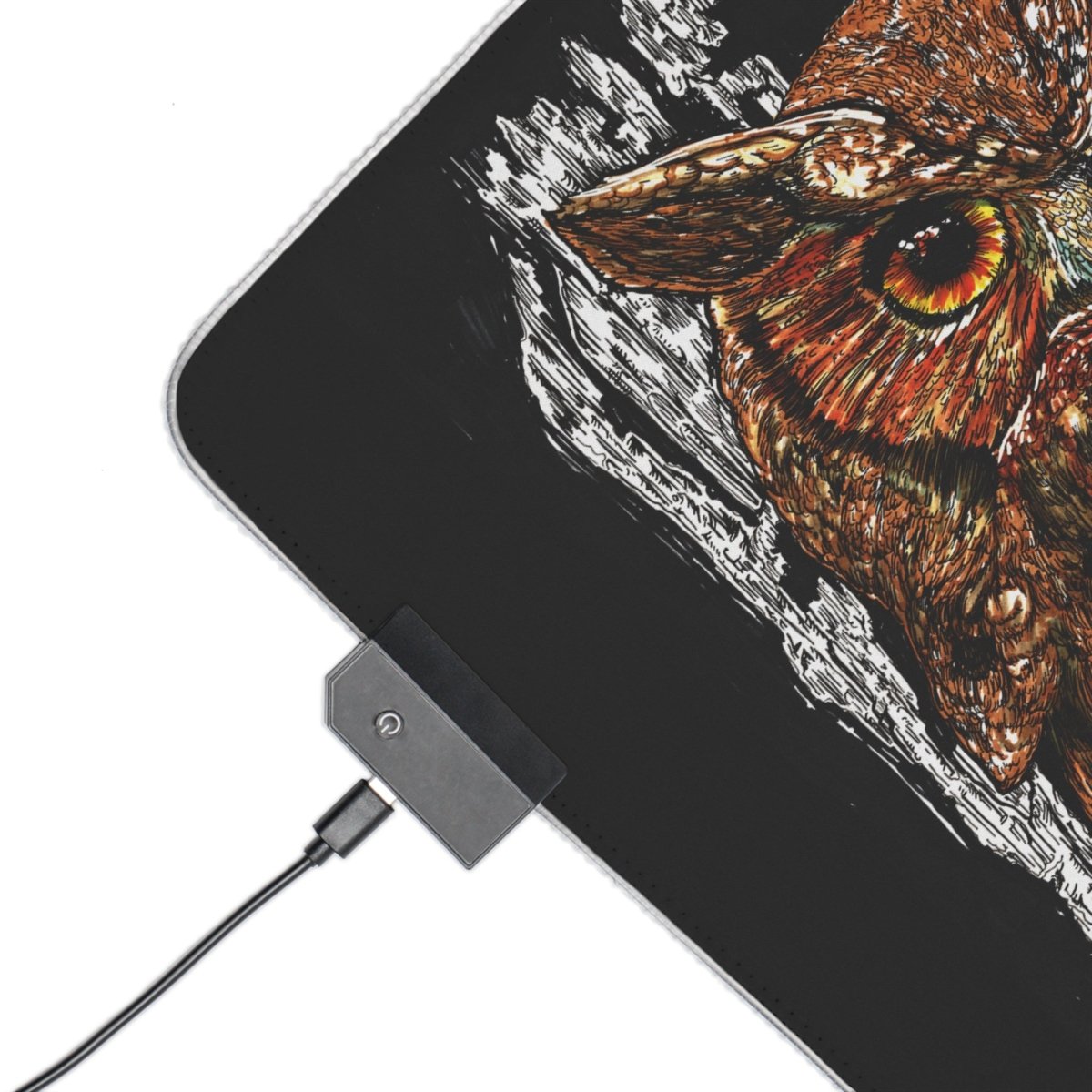 Illuminated Owl Gaming Mouse Pad - RGB Gaming Accessory - Curran Artworks