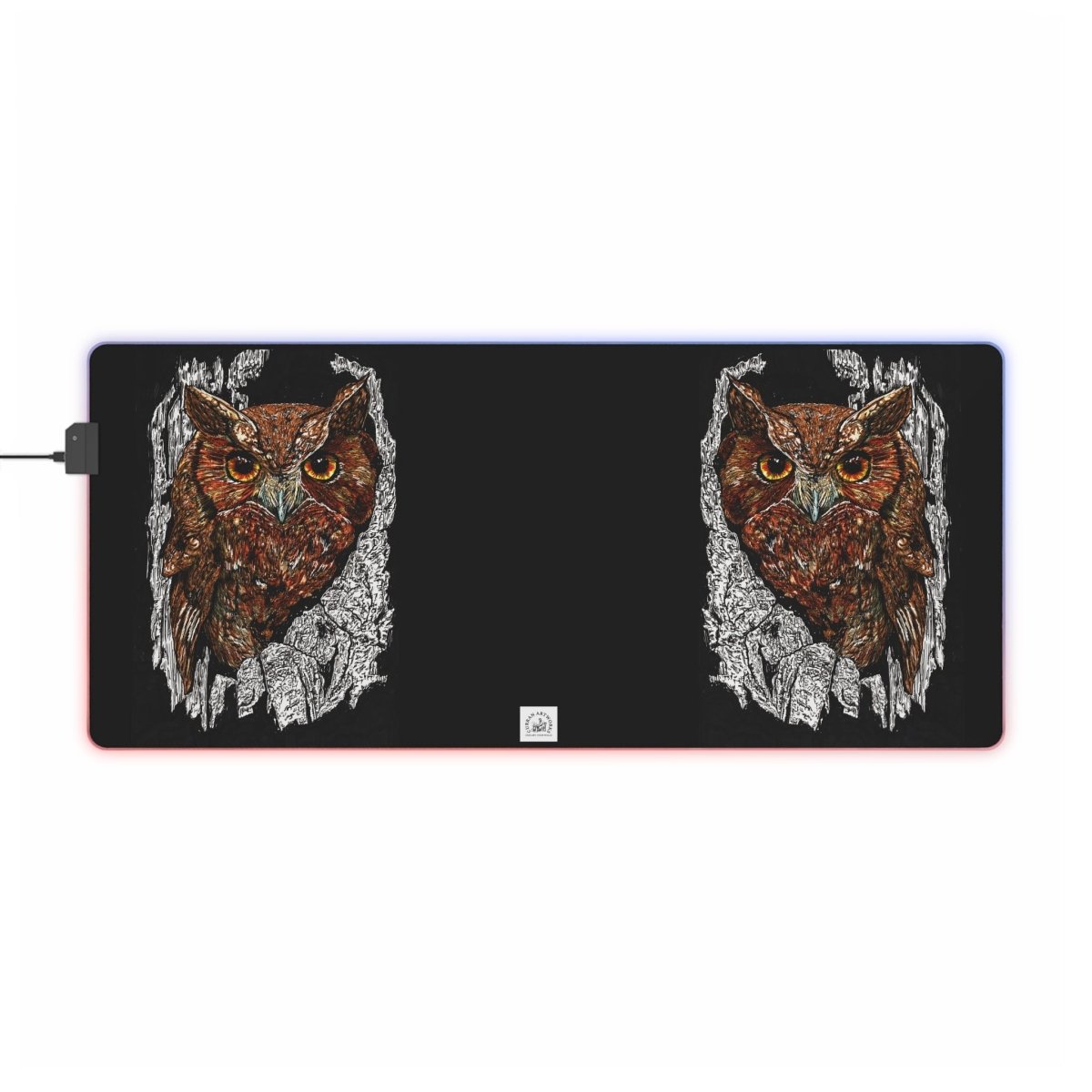 Illuminated Owl Gaming Mouse Pad - RGB Gaming Accessory - Curran Artworks