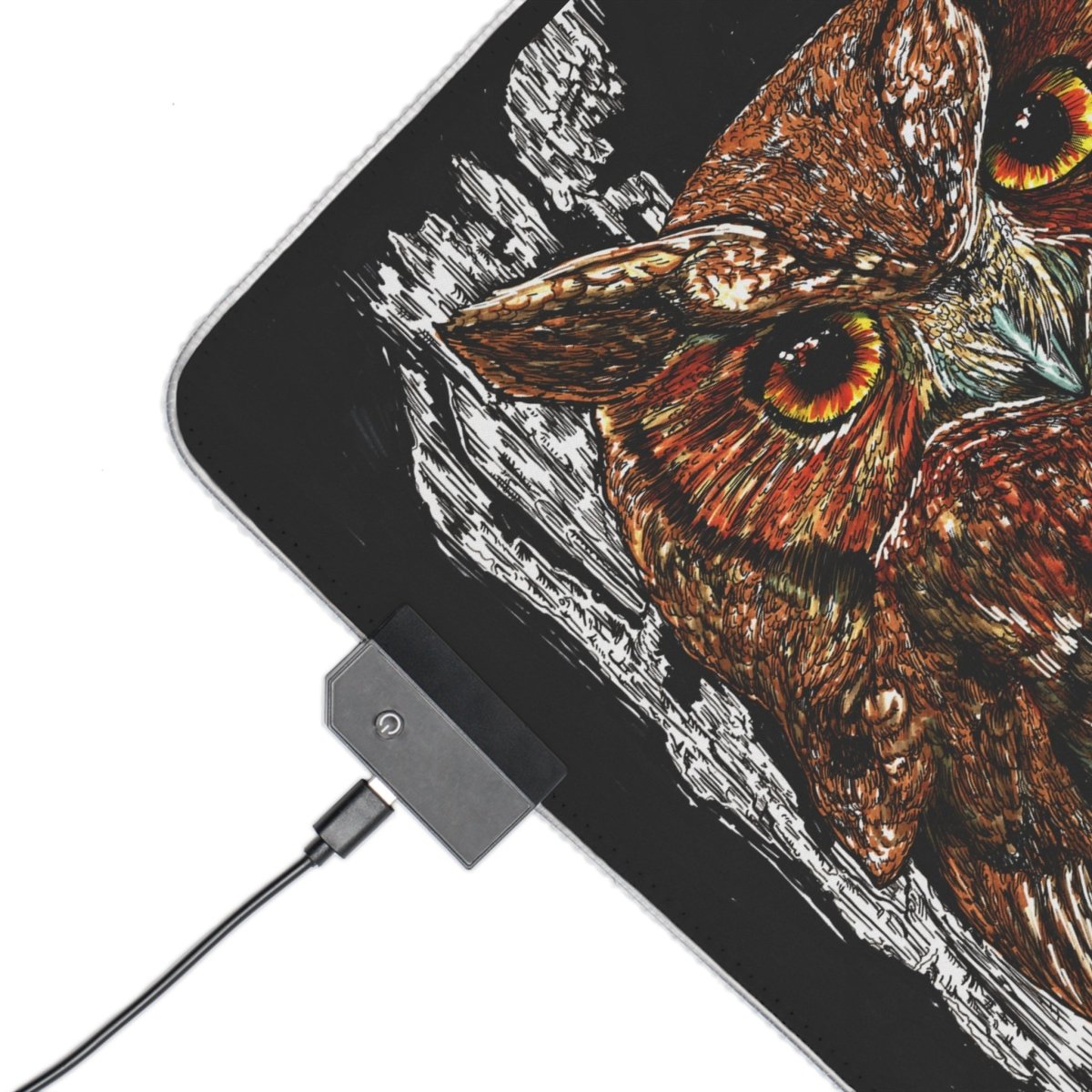 Illuminated Owl Gaming Mouse Pad - RGB Gaming Accessory - Curran Artworks