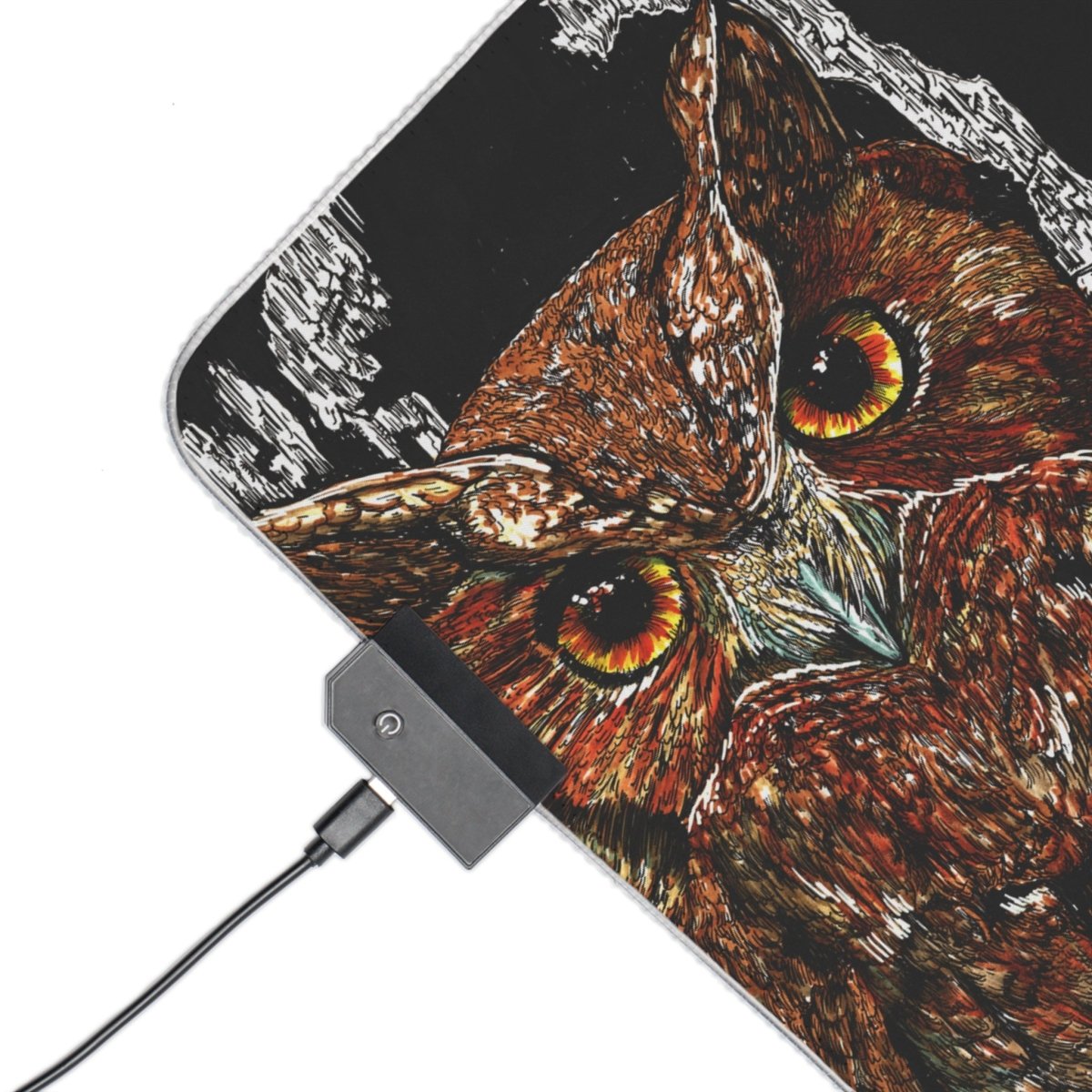 Illuminated Owl Gaming Mouse Pad - RGB Gaming Accessory - Curran Artworks