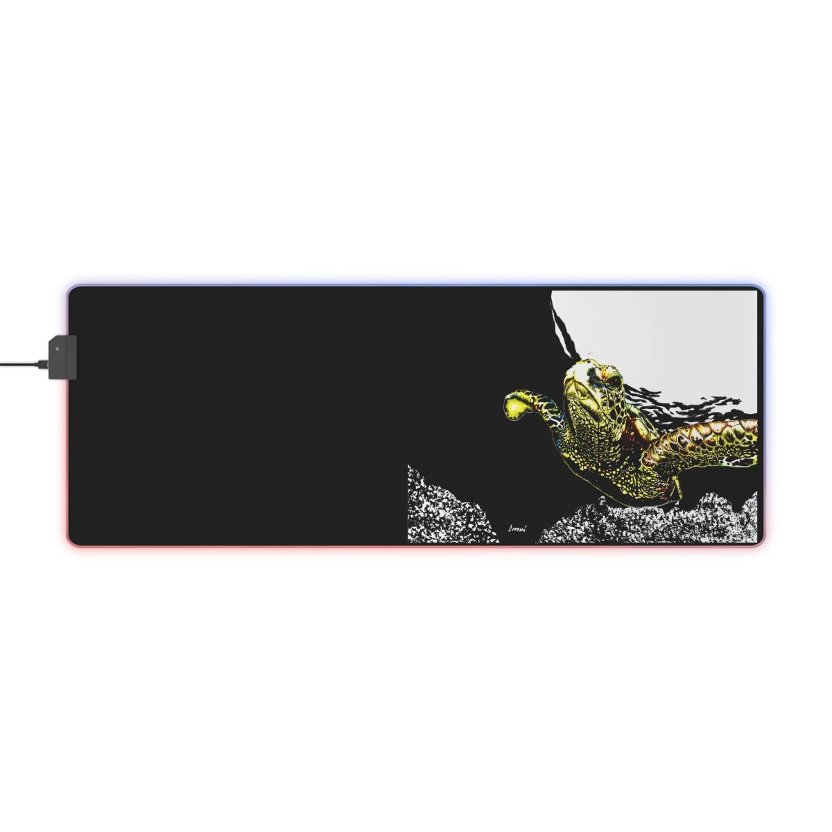 Illuminated Turtle Gaming Mouse Pad - RGB LED Office Accessory for Gamers - Curran Artworks