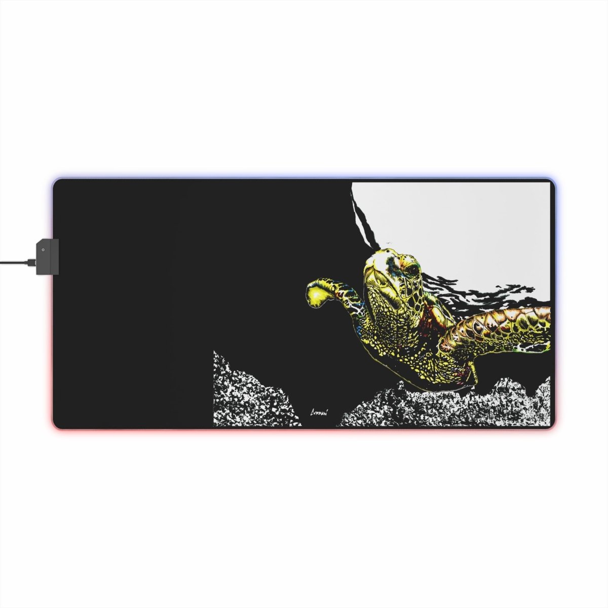 Illuminated Turtle Gaming Mouse Pad - RGB LED Office Accessory for Gamers - Curran Artworks