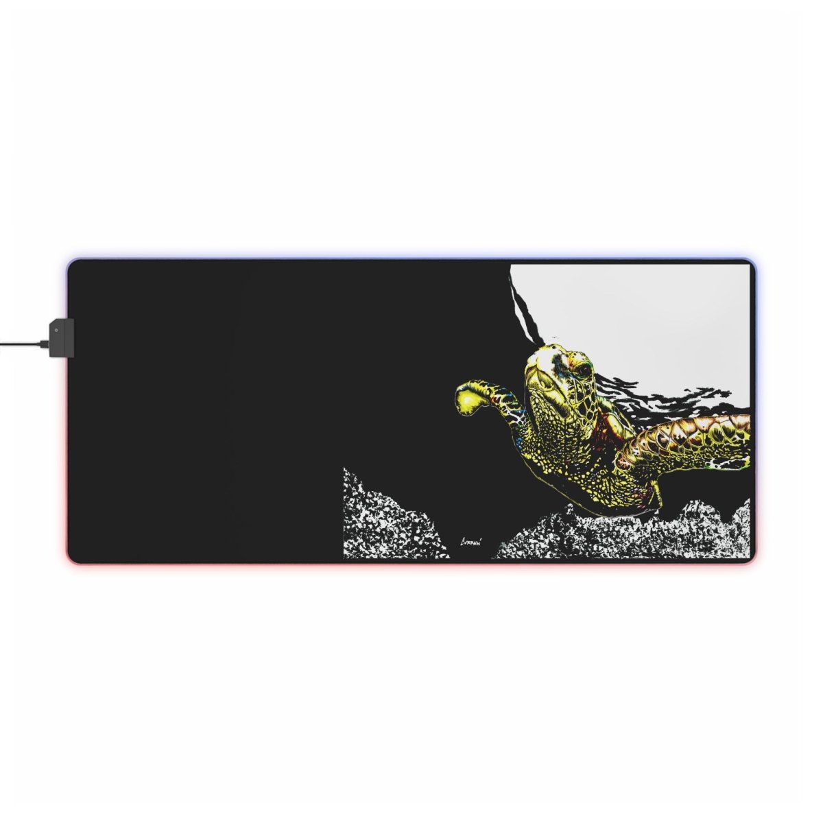 Illuminated Turtle Gaming Mouse Pad - RGB LED Office Accessory for Gamers - Curran Artworks