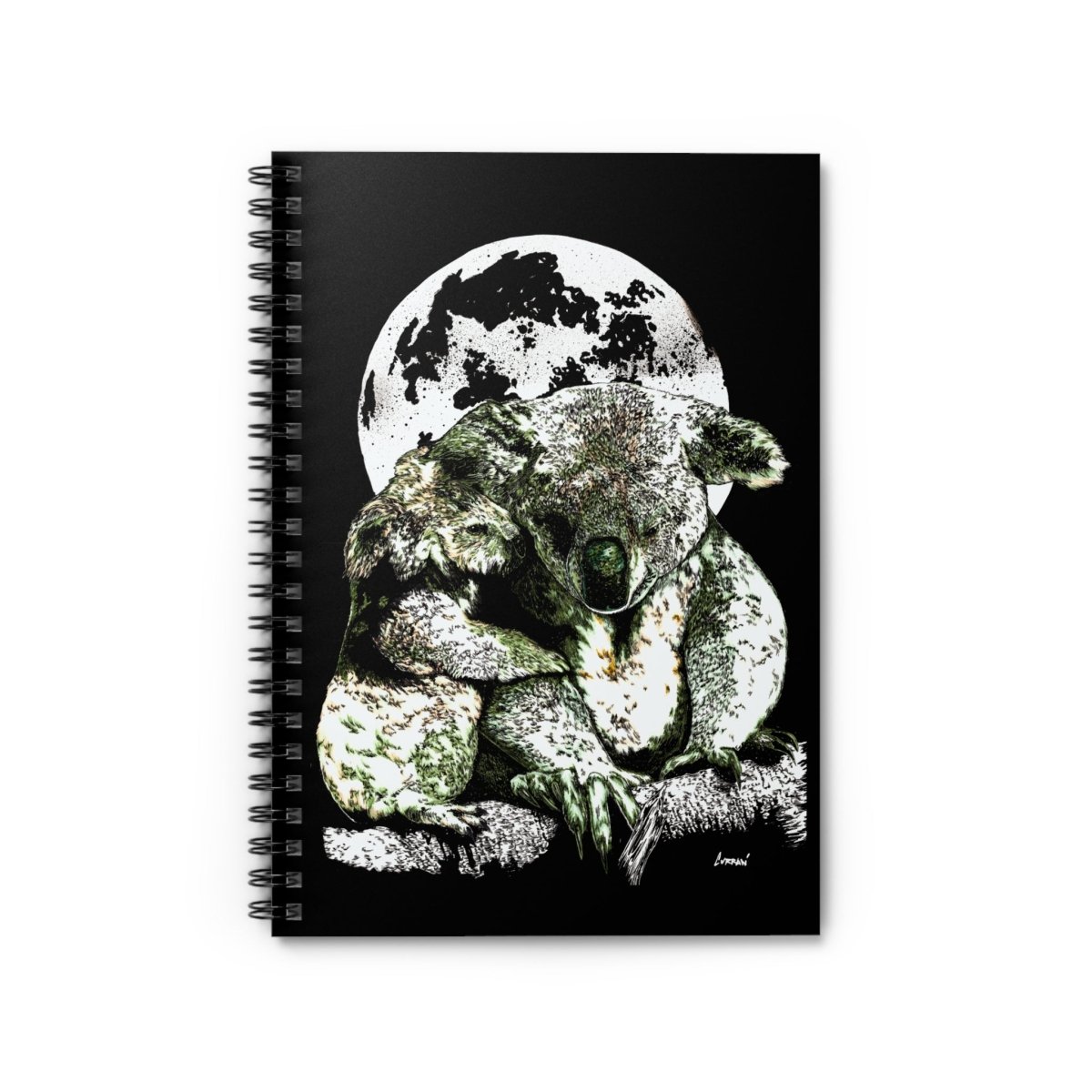Koala Love Spiral Notebook - Ruled Lines for Nature Enthusiasts - Curran Artworks
