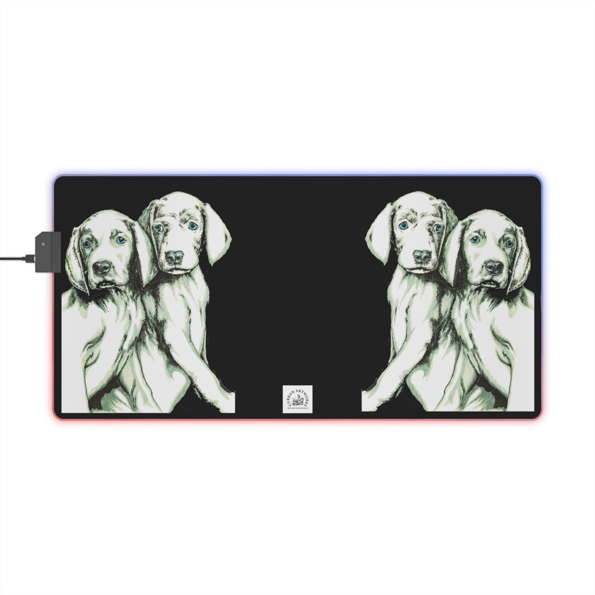LED Gaming Mouse Pad - Puppies Design by Kris Curran at Curran Artworks - Curran Artworks