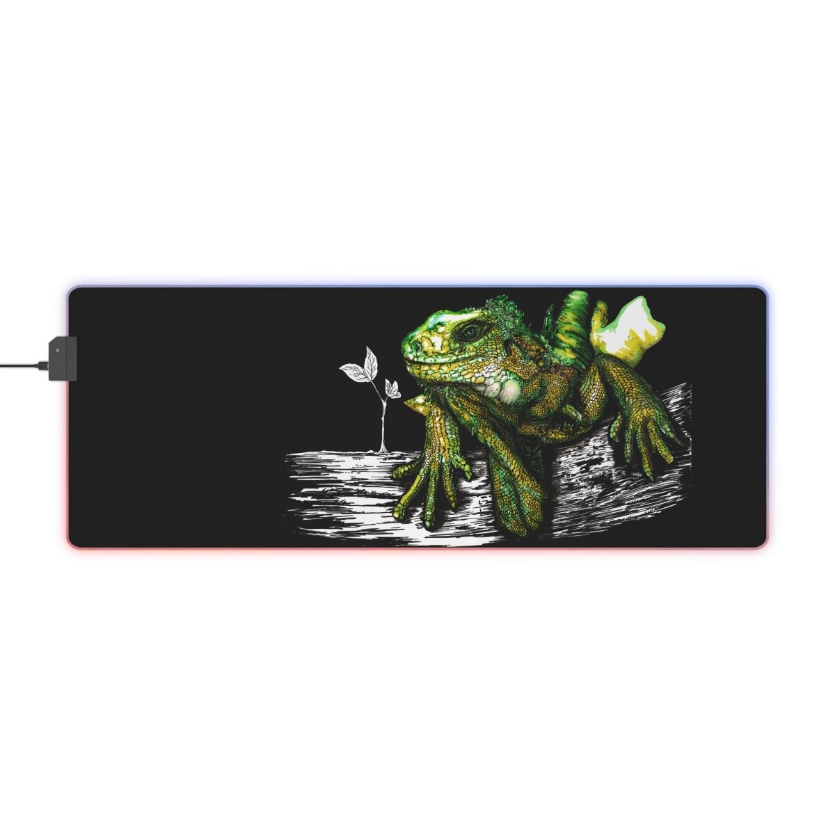 LED Gaming Mouse Pad with a Lizard Design - Perfect for Gamers & Eco - Lovers - Curran Artworks