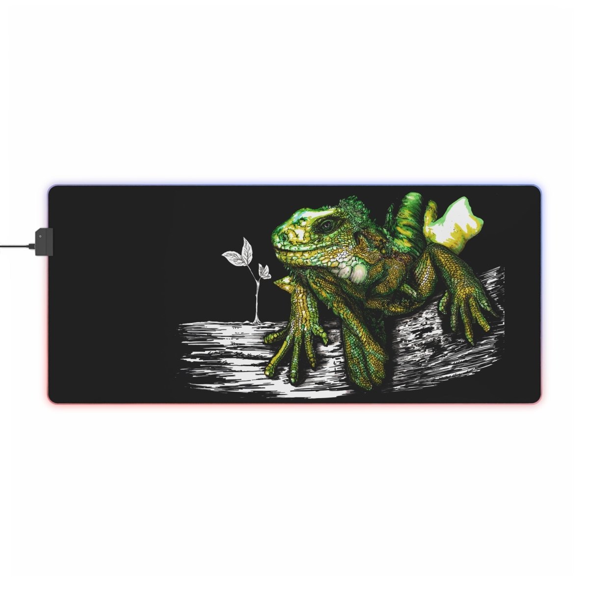 LED Gaming Mouse Pad with a Lizard Design - Perfect for Gamers & Eco - Lovers - Curran Artworks