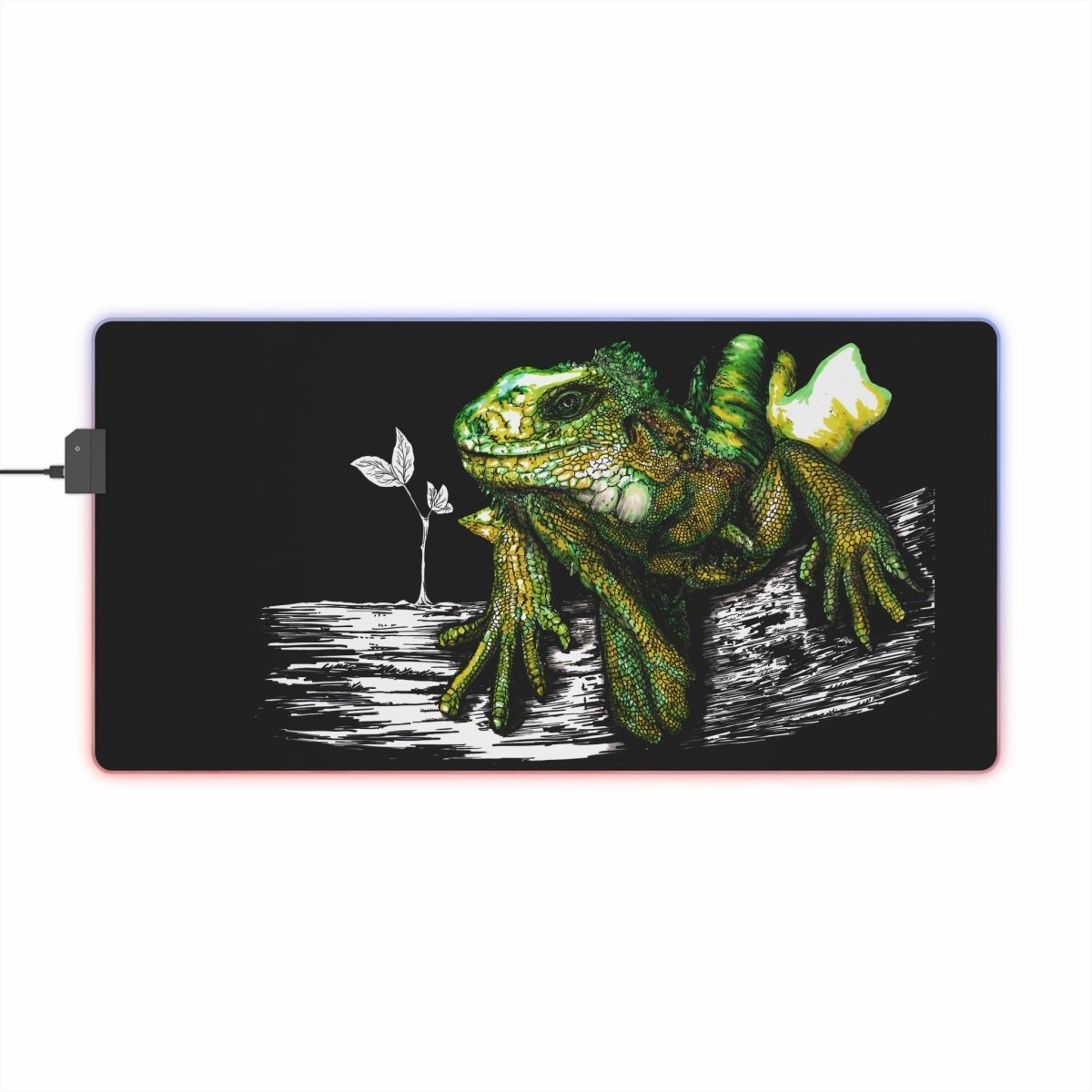 LED Gaming Mouse Pad with a Lizard Design - Perfect for Gamers & Eco - Lovers - Curran Artworks